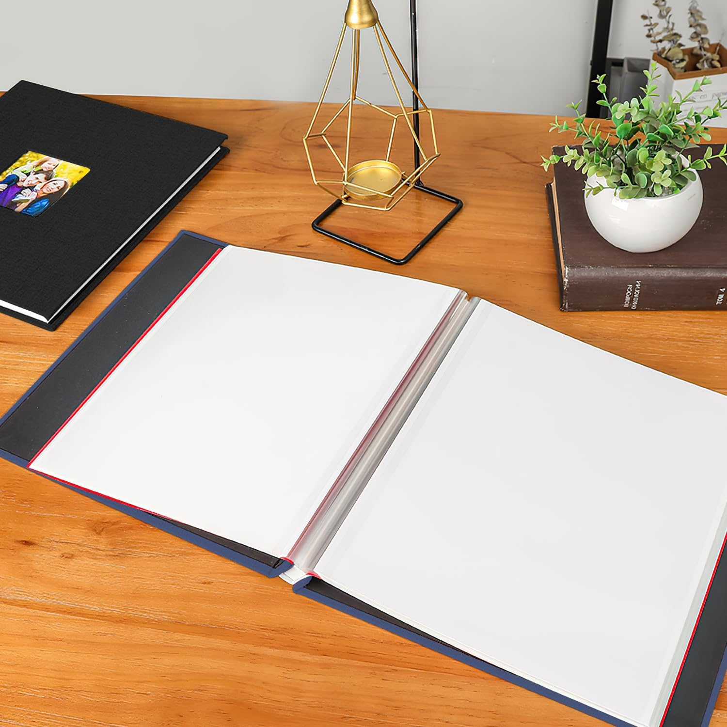 80 Pages Photo Album Self Adhesive, Diy Linen Scrapbook Album for 4&times;6 5&times;7 8&times;10 Inch Diy Scrapbook with 4 Metal Pens for Baby'S Growth Record, Wedding Scrapbook, Graduation Guestbook, Etc.(Black)