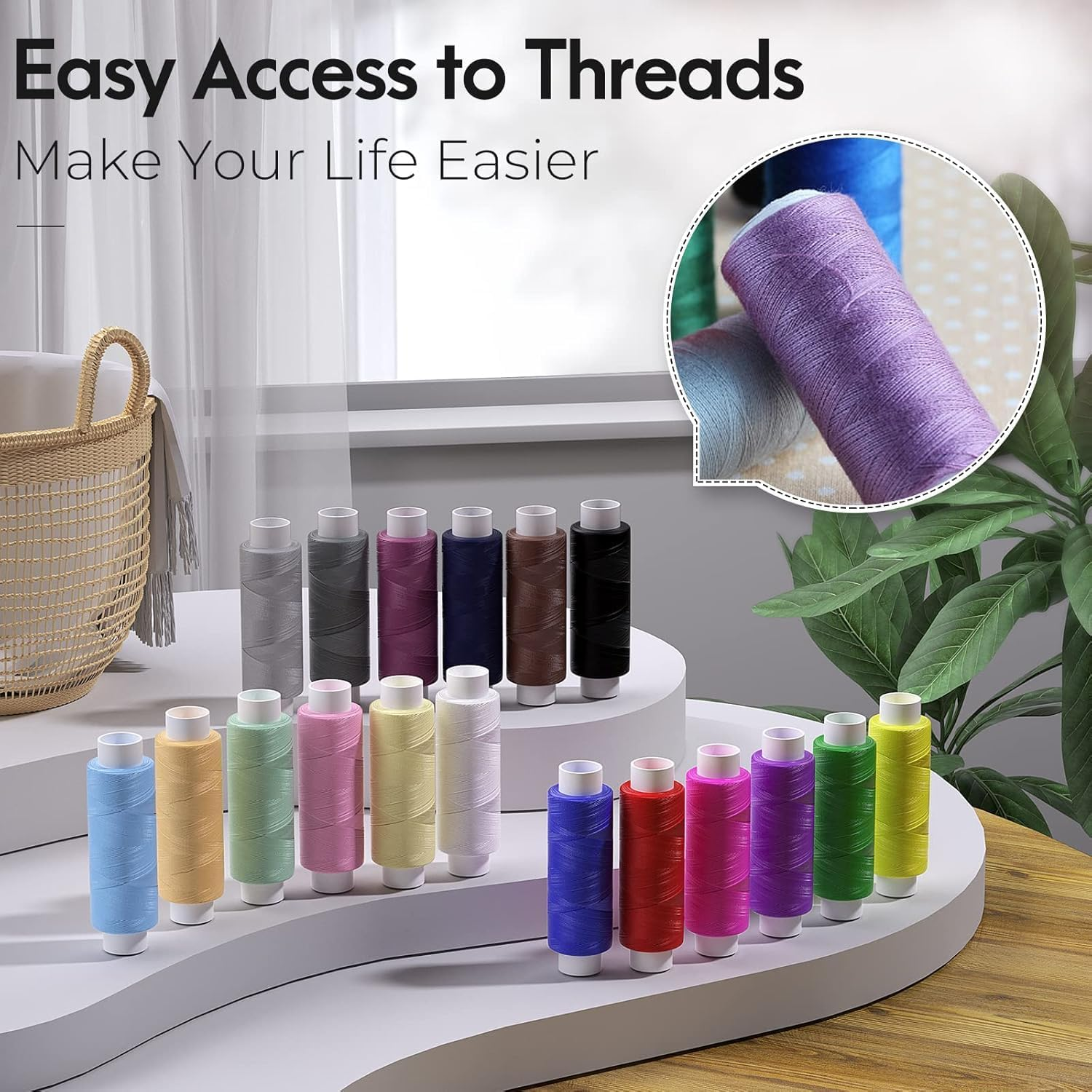 Sibeixiu Sewing Kit Gifts for Mom Grandma Women Men Traveler, Portable Sewing Supplies Accessories Contains Thread, Needles, Scissors, College Dorm Room Essentials (Black, M) image number 2