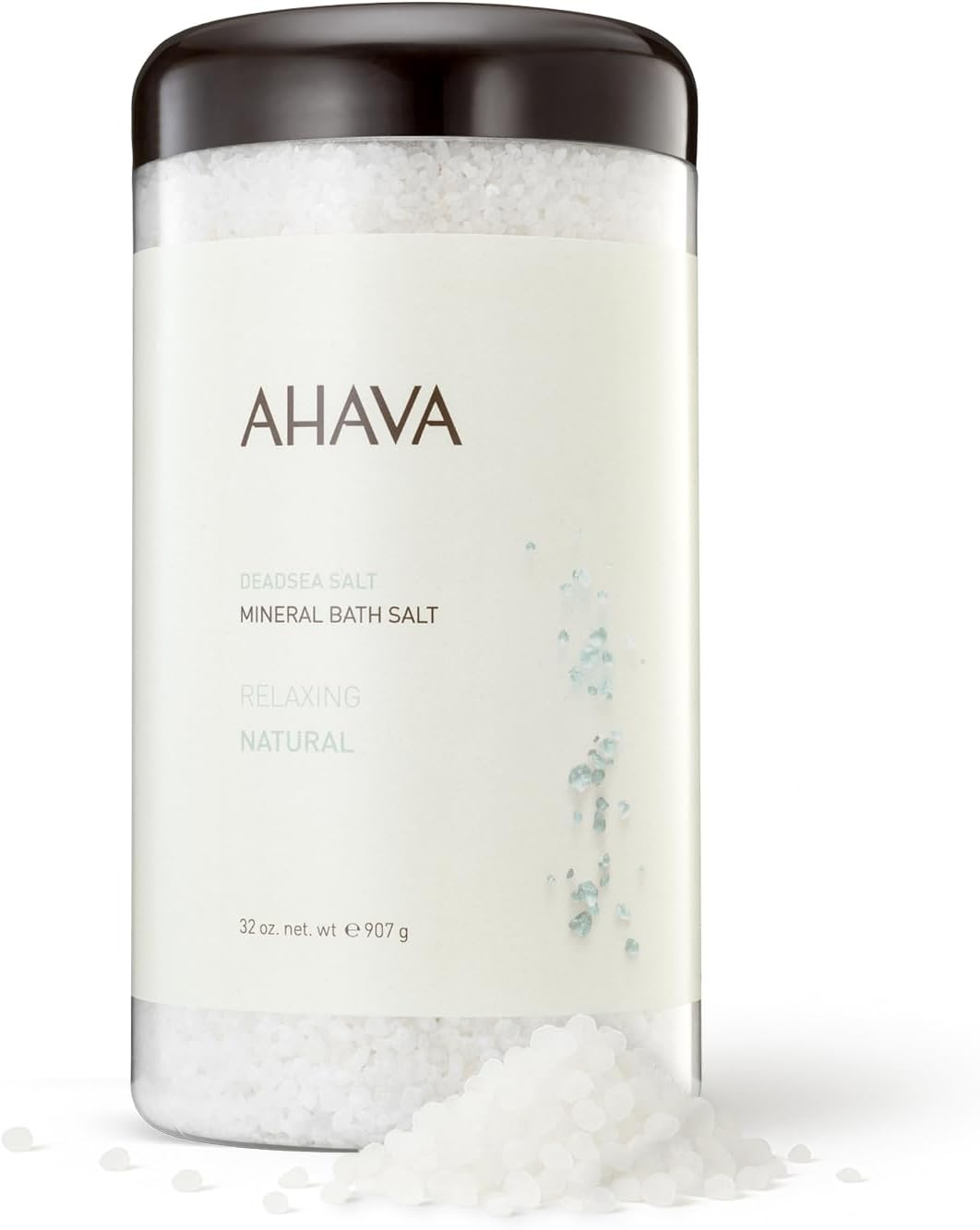 AHAVA Dead Sea Mineral Bath Salt- Intense Relaxation for Body & Mind, Elevates Moisture, Softens & Eases Sore Muscles, Enriched by Exclusive Dead Sea Salt & Osmoter Blend, 32 Oz