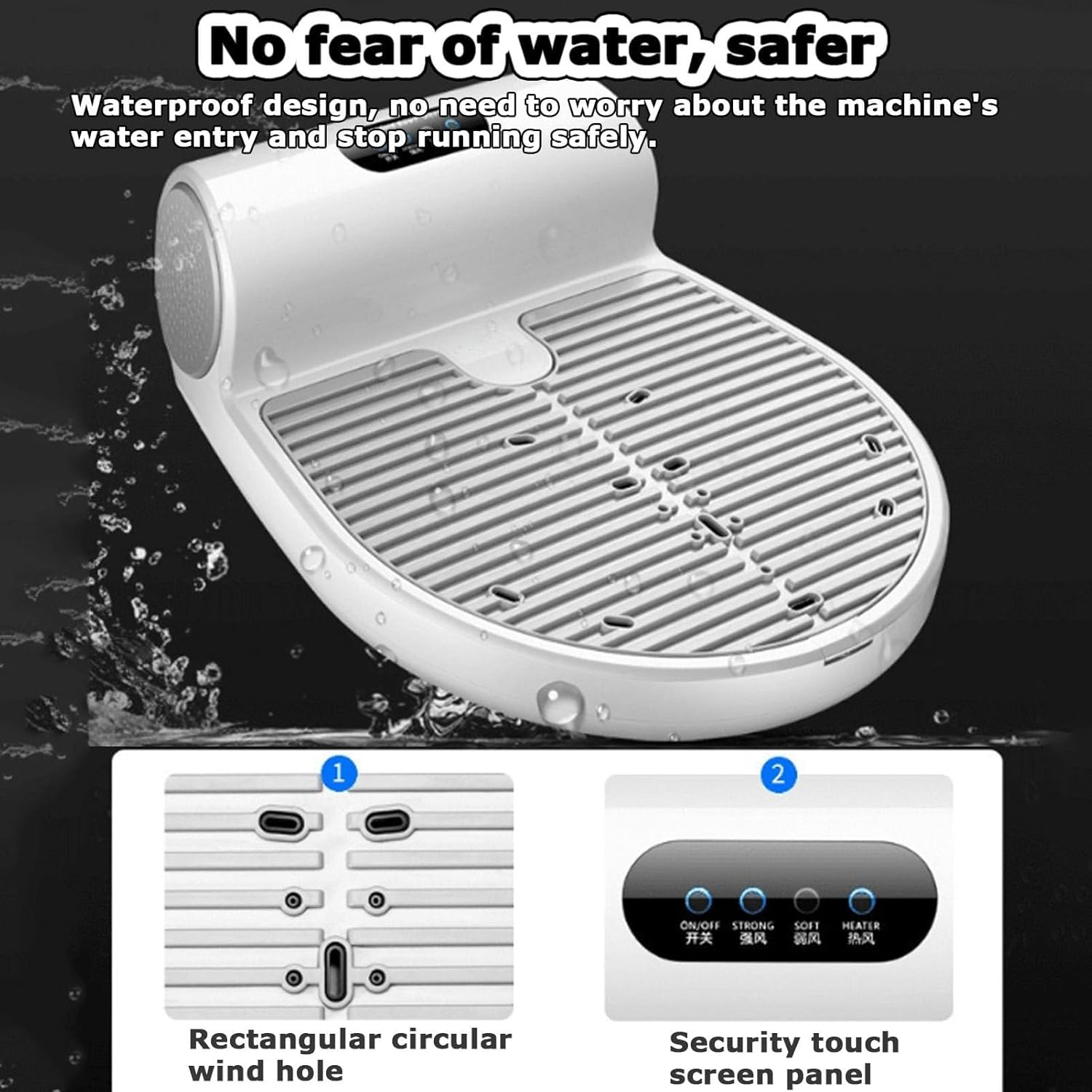 1350W Body Hair Dryer, Waterproof Negative Ions Body Heater with Feet Touch Panel/Quick Air Drying/Warm Air Wind/Cool Wind, Portable Standing Body Heater Blow Dryer, for Women/Mom/Girls image number 5