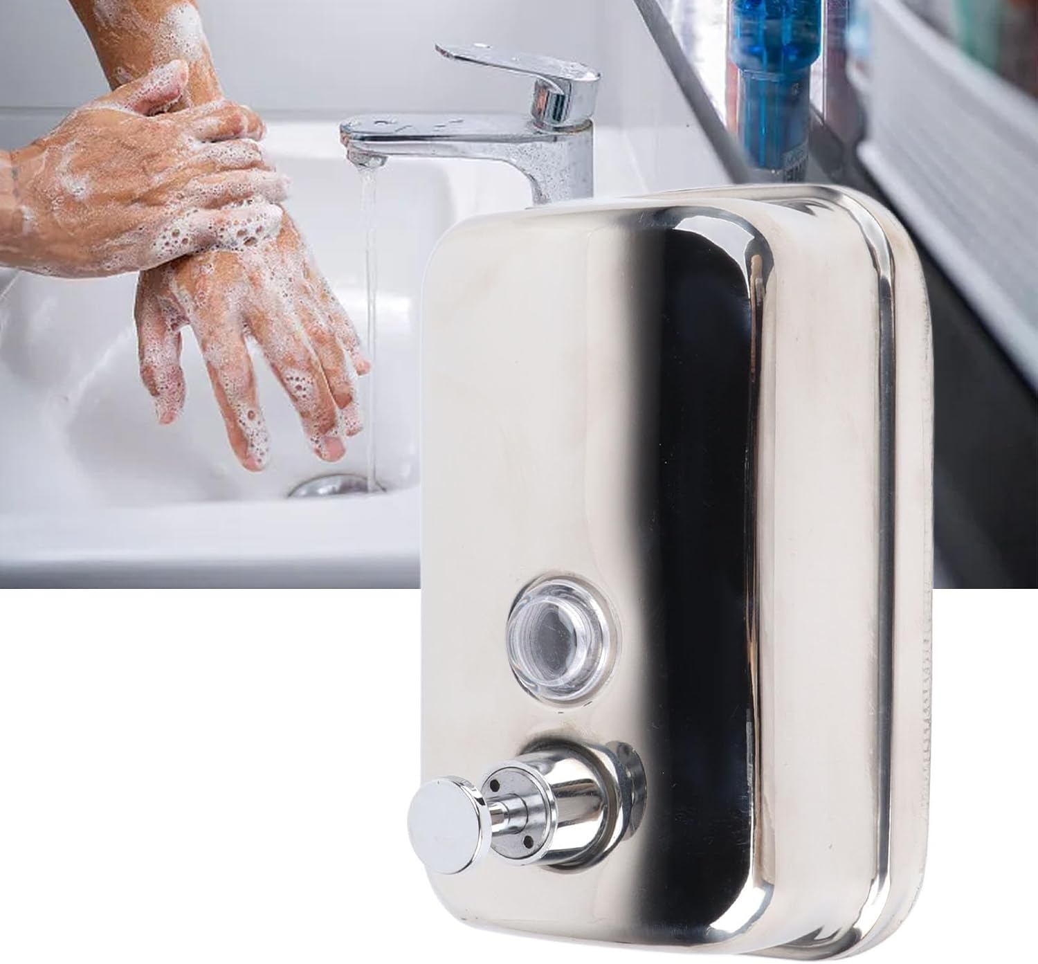 Commercial Soap Dispenser, 17Oz / 500Ml Wall Mounted Hand Soap Dispenser Stainless Steel Manual Liquid Pump Soap Dispenser for Bathroom Kitchen Hotel image number 4