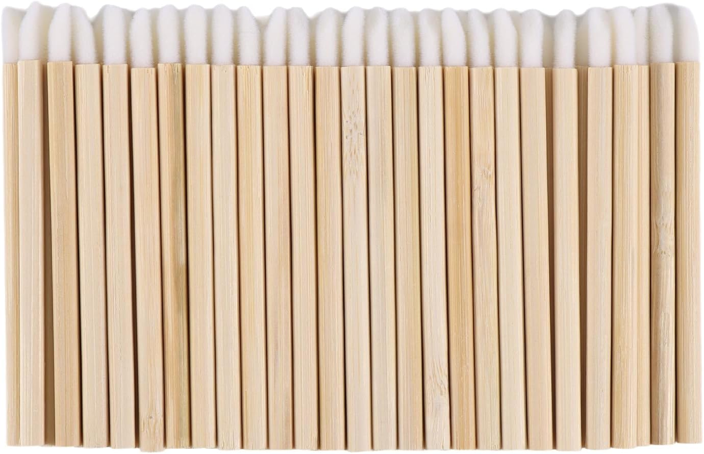 100 Pcs Wooden Makeup Lip Brushes Lint-Free Applicator Lip Gloss Wand with Bamboo Handle for Eyelash Extension Makeup Tools image number 5