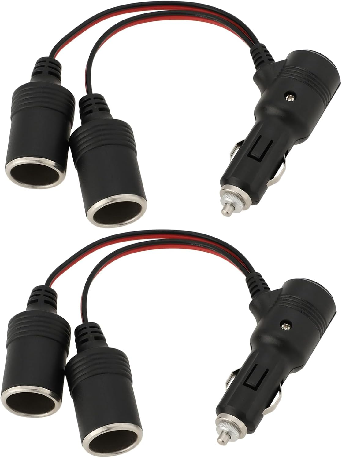 OTOTEC 2Pcs 12 V/24 V 1 to 2 Car Cigarette Lighter Socket Splitter Adapter with Switch Indicator Light 15CM 19AWG Extension Cable for Car, Truck, Caravans image number 4