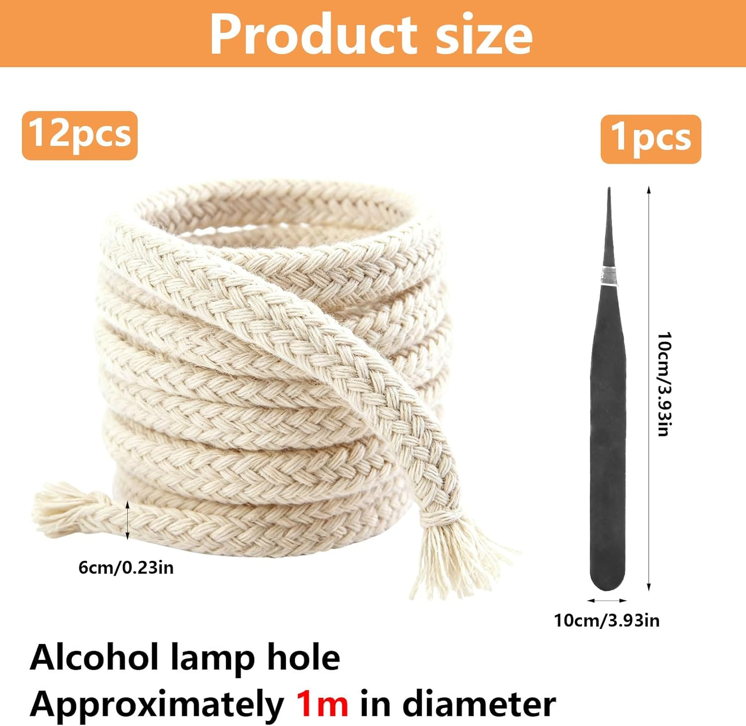 12 Rolls Wick Candle Wicks for Candles, 6 Mm X 1 Metre Replacement Wick for Oil Lamps, Cotton Oil Lamp Wick, Can Be Cut to Size Replacement Wick for Garden Torch, Lamp Wick, Oil Lamp, with Tweezers image number 2