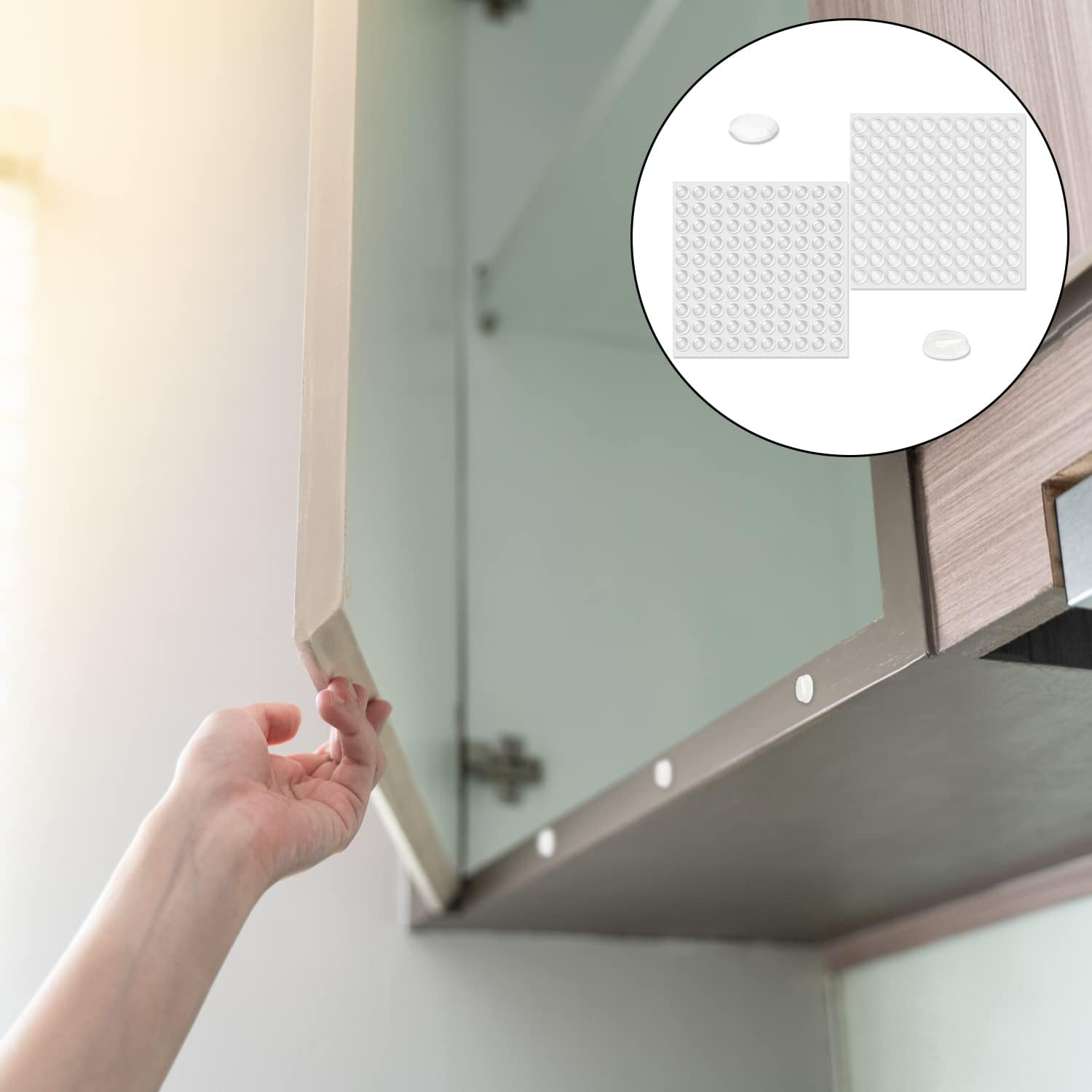 Cabinet Door Bumpers, 200 Pcs Self Adhesive Clear Sound Dampening Rubber Pads for Cabinets Drawer Picture Frame Sound Dampening (8Mm) image number 2