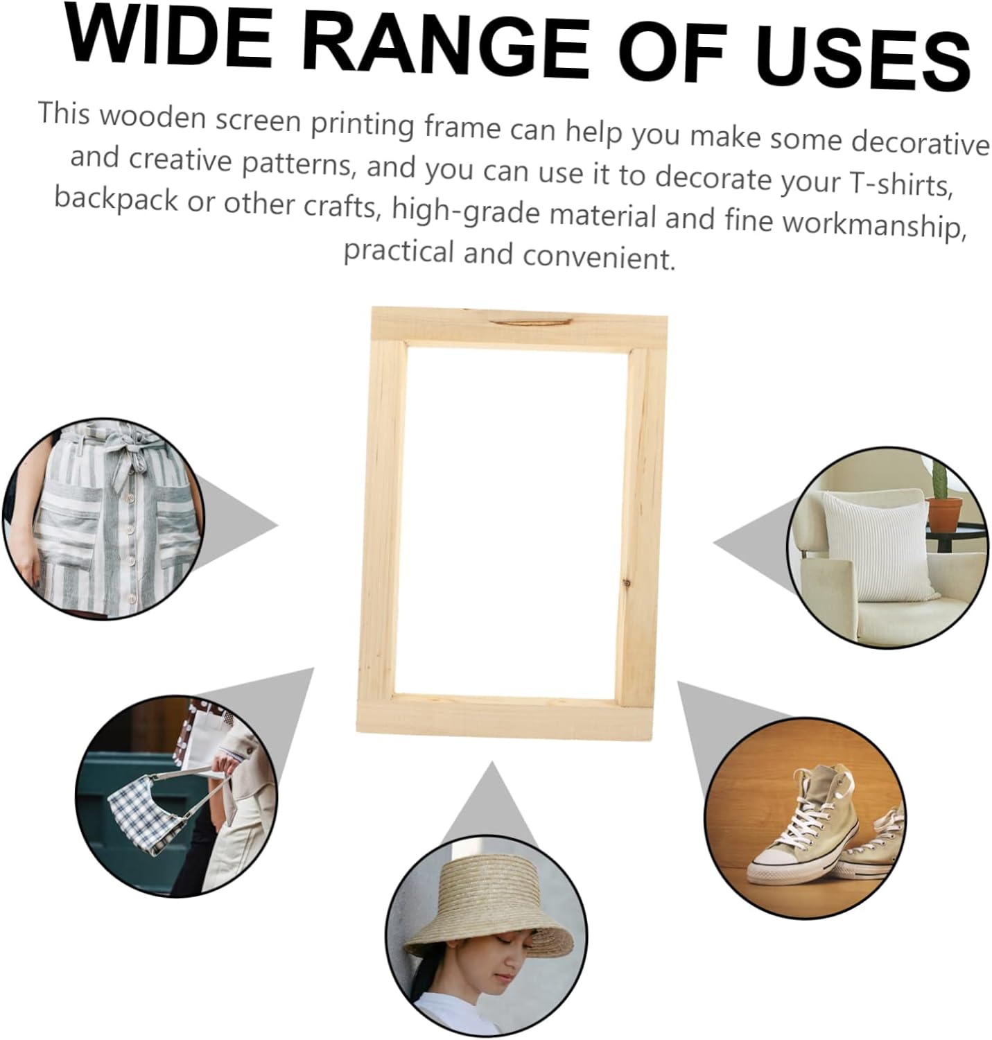 Angoily 3Pcs Portable Screen Printing Frame Wooden DIY Mesh Screen for Shirts Canvas Tote Bags Art Projects Sturdy Washable Reusable Silk Printing Frame image number 5