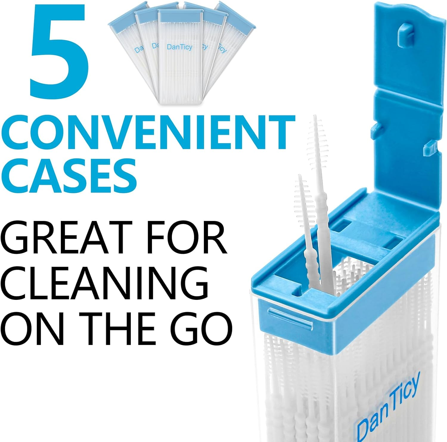 Danticy Brushpicks Interdental Toothpicks,Soft Bristle Dental Floss Picks Toothpicks,Helps Removes Plaque and Debris between Your Teeth 600PCS (Pack of 5) image number 1