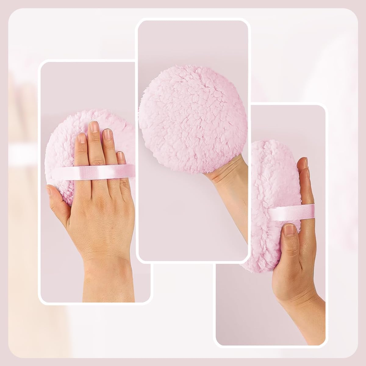 Enwye Large Plush Powder Puff 150-75Mm Pink Lambswool Cotton Dry Powder Tool image number 1