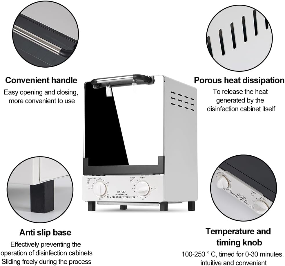CHAOFLIGHT Nail Tool Sterilizers 12L Double Deck Heat Sterilizer High Temperature Cleaning Dry Box Metal Sterilizer Cabinet for Scissors,Bottles, Toys, Towels Salon Equipment image number 3