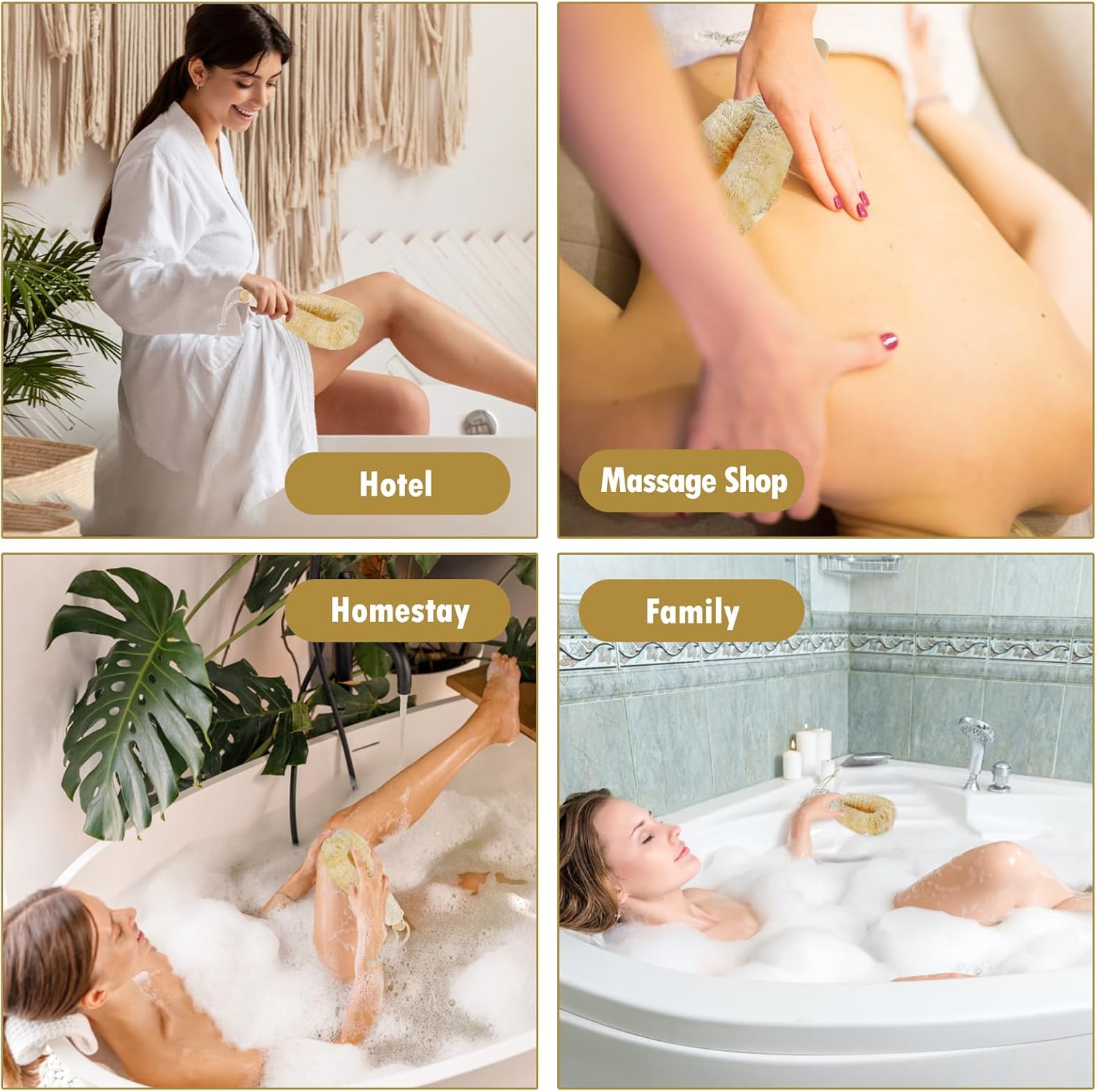 Dry Skin Brushes, 9.65Inch Hang Natural Fibers Sisal Body Brush, for Skin Exfoliates Skin, Ergonomic Exfoliating Body Brushes for Bath Shower, Stimulate Blood Circulation image number 4