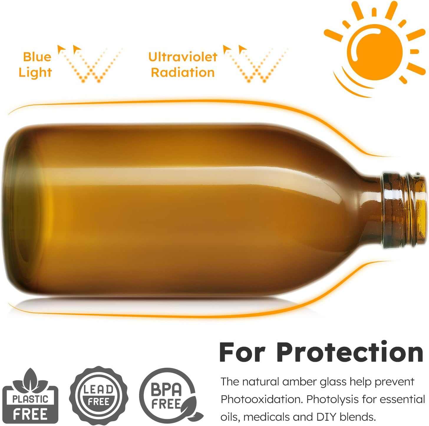 Tecohouse Glass Spray Bottle 250Ml for Cleaning Product and Esssential Oil, Amber Empty Refillable Sprayer Container with Labels, Funnel, Lids, Graduated Pipettes - Handheld Size image number 5