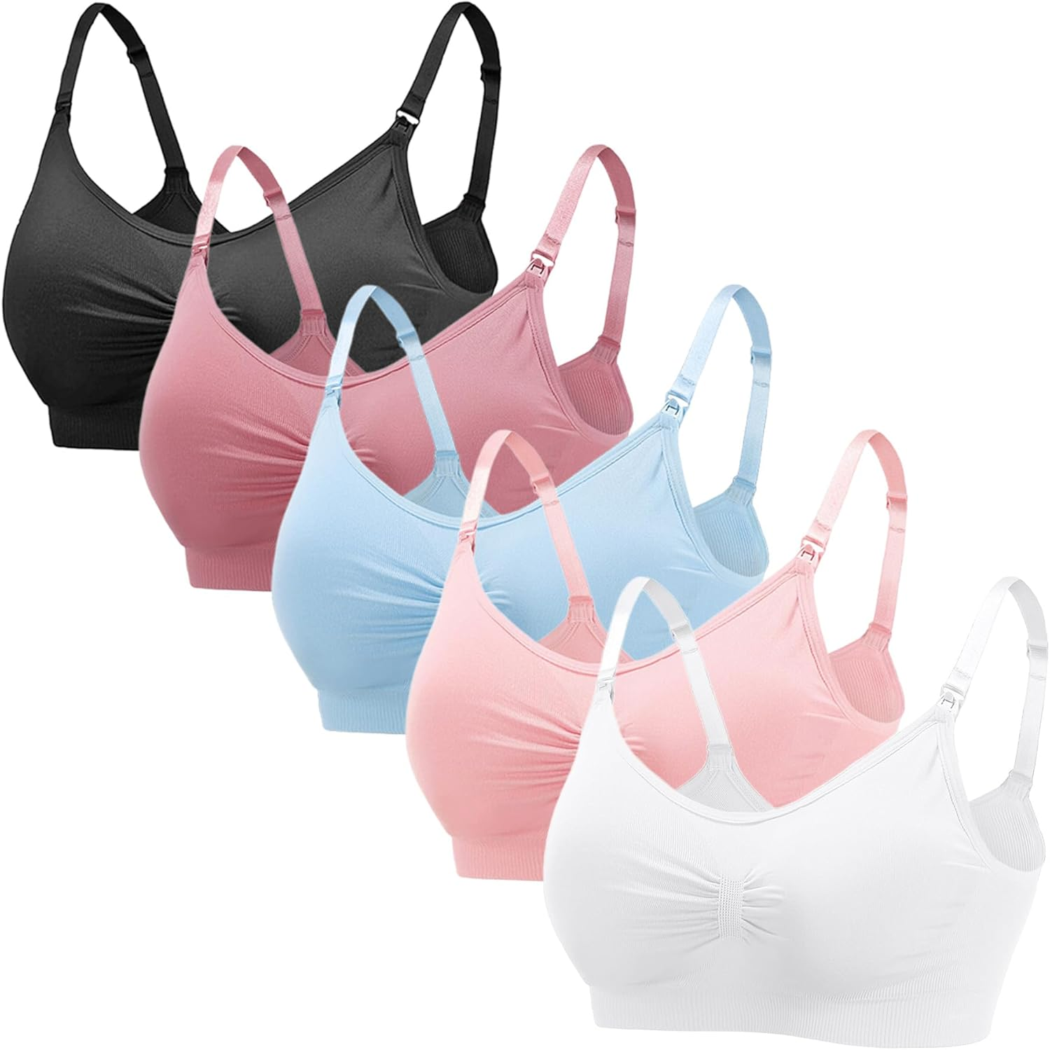 Dress Cici Nursing Bra Wirefree - Breastfeeding Clasp Mom Support, 5 PCS image number 5