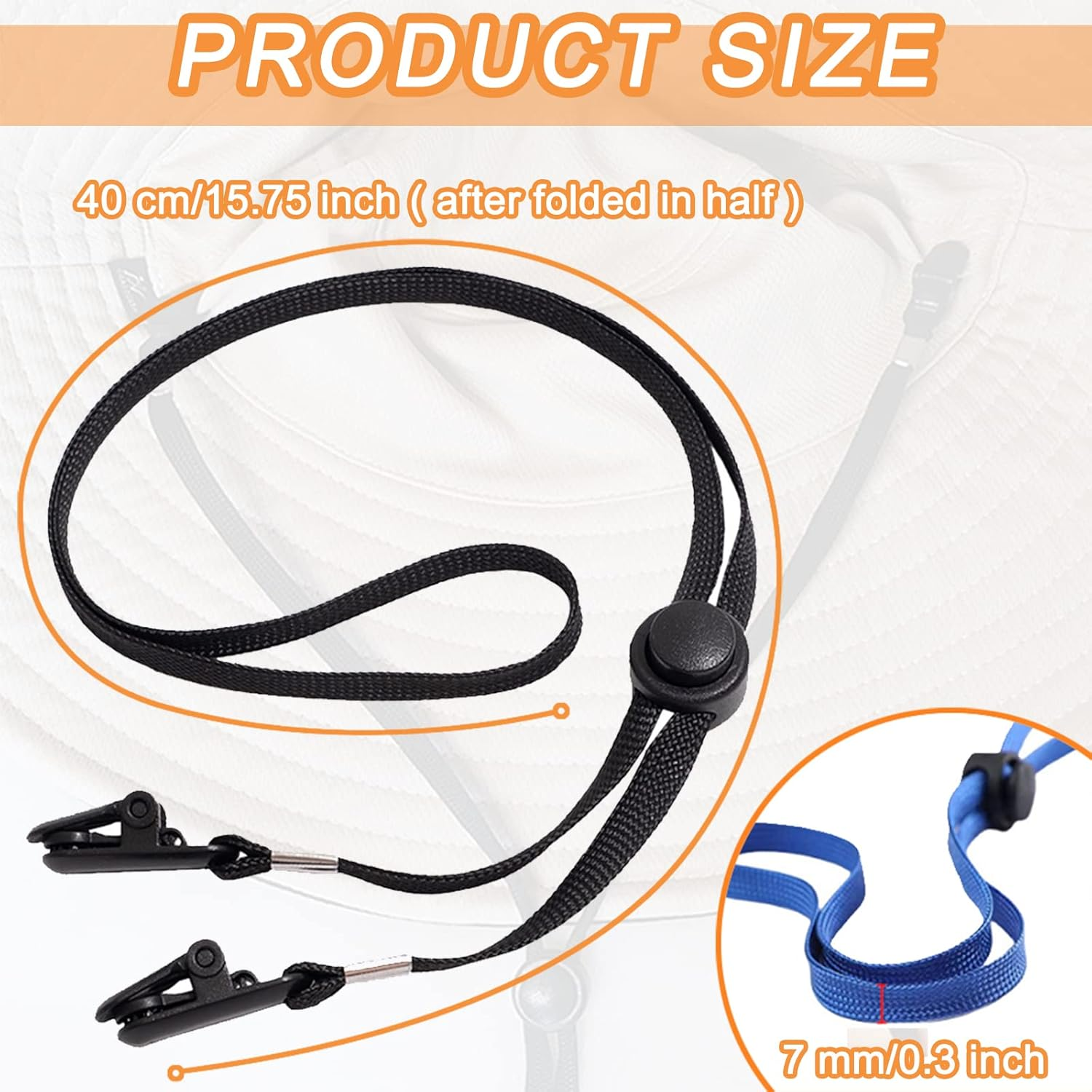 5 Pieces Adjustable Hat Clips - Windproof Cap Anti-Loss Strap with Chin Cord for Travel, Golfing, Fishing image number 1