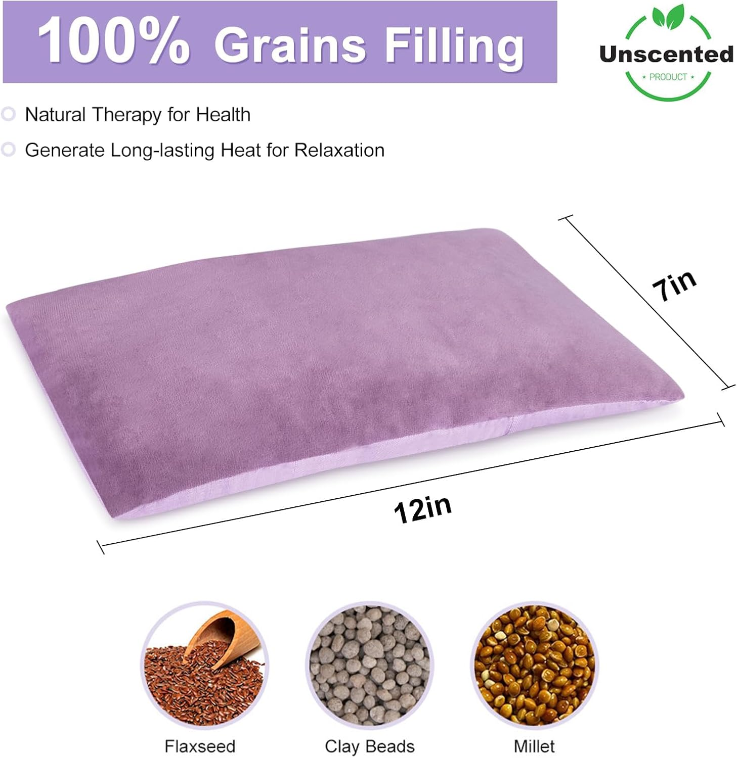 Suzzipad Heating Pad Microwavable for Pain Relief with Washable Cover, 7 X12" Reusable Heat Pad for Shoulder, Belly, Elbow, Knee, Moist Heat Pack for Period Cramps, Arthritis, Joint Pain, Sore Muscle image number 1