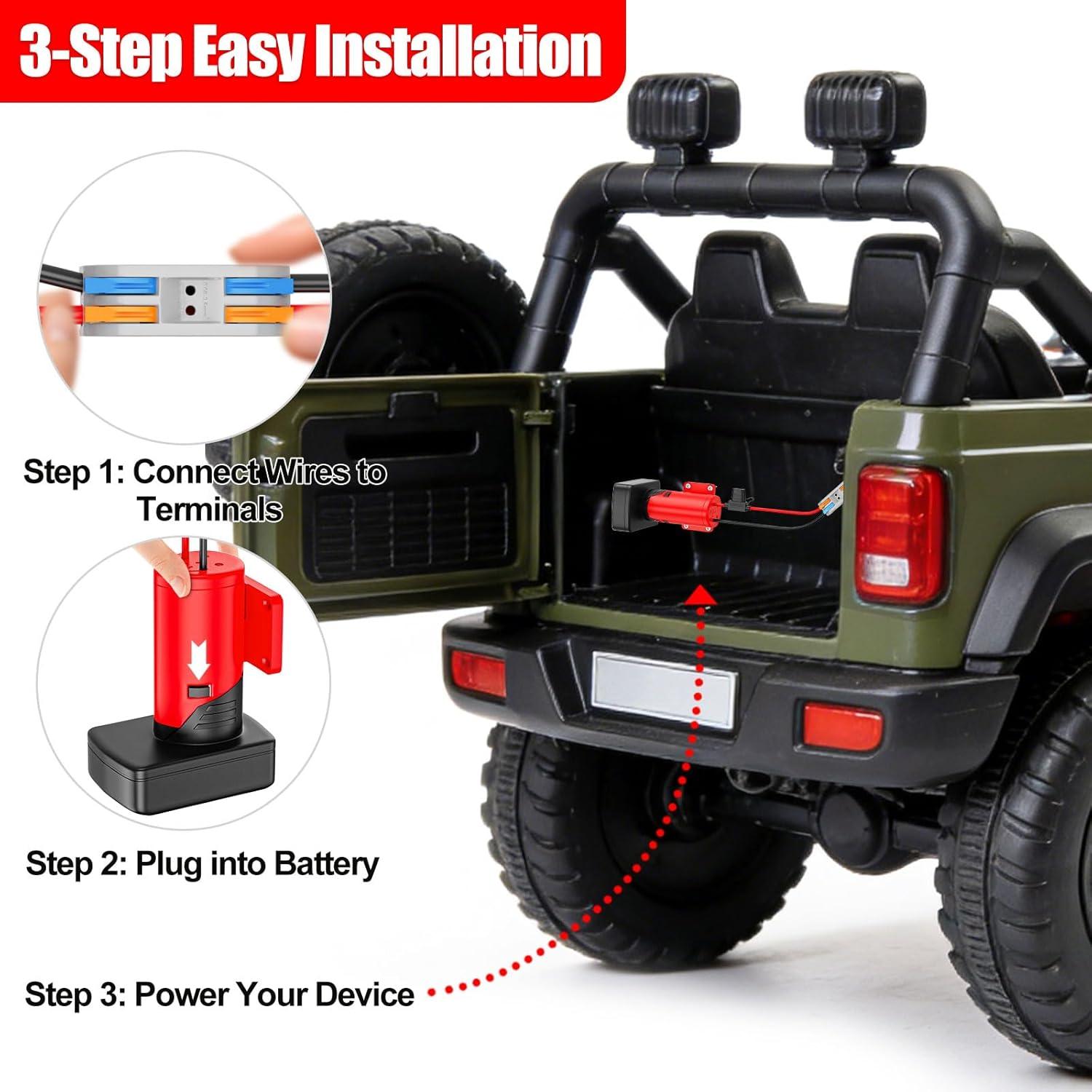 Power Wheel Adapter for Milwaukee M12 12V Battery with Fuse & Wire Terminals, Power Connector 14 Gauge Robotic for Rc Car, Robotics, Rc Truck,Diy Use, Work for Milwaukee M12 48-11-2420 48-11-2411 image number 1