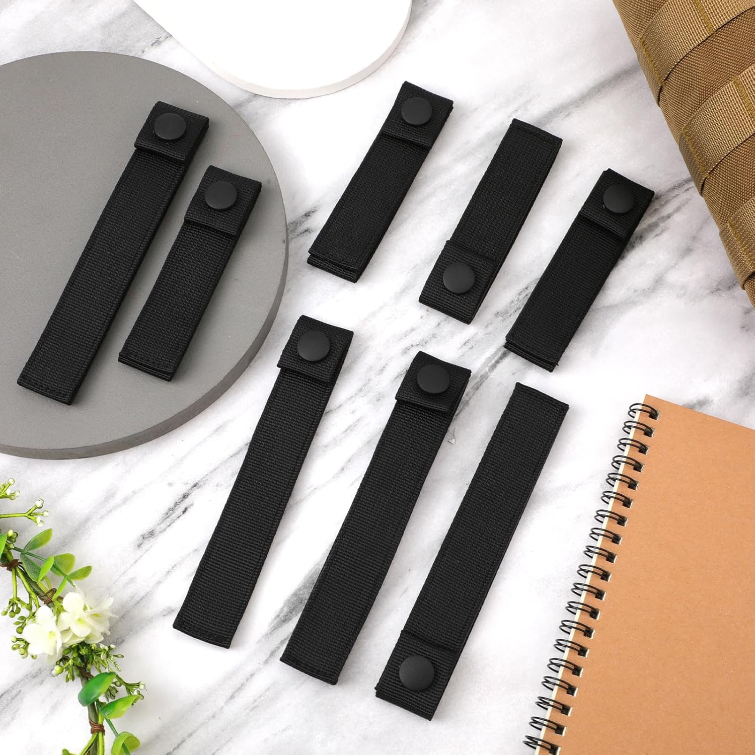 8Pcs MOLLE Straps,Molle Ribbon Straps Nylon MOLLE Fastener Strap Heavy Duty Snap Strap Buckle Fastener Molle Panel Connectors for Camping Hiking Backpack Molle Accessories image number 3