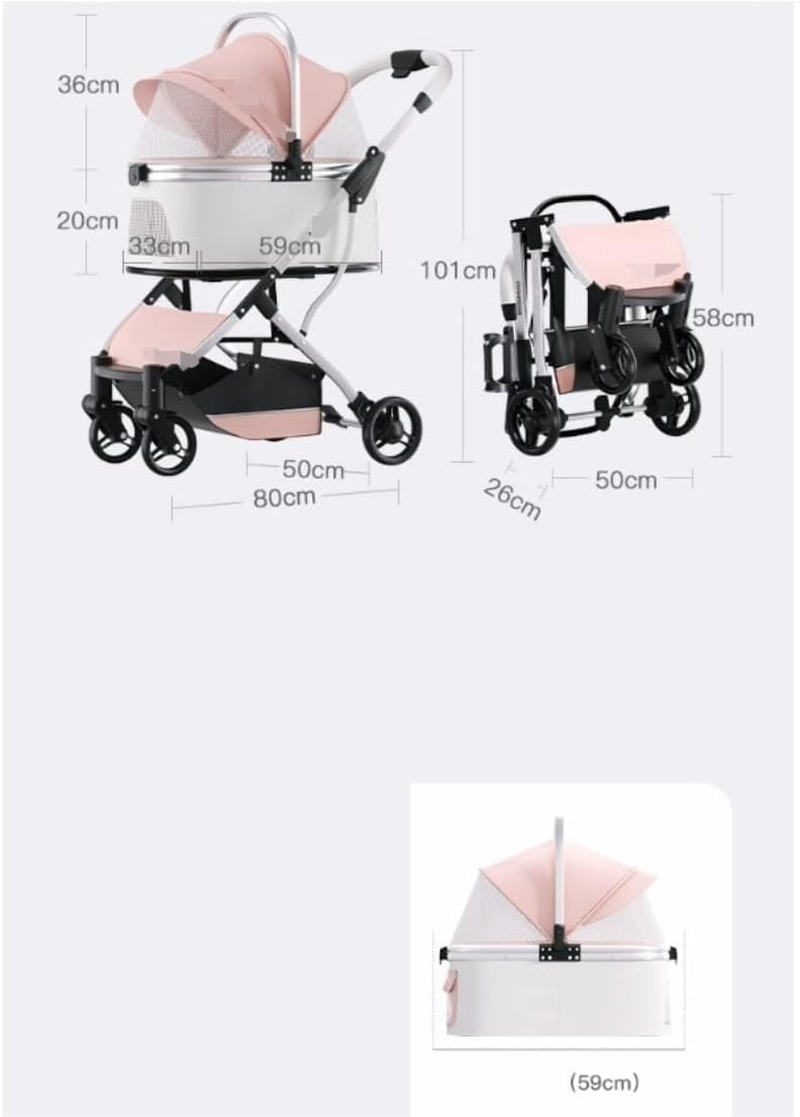 Pet Stroller Dog Stroller Cat Stroller 4 Wheel Dog Stroller 3 in 1 Foldable Pet Cat Stroller with Detachable Carrier Storage Basket for Small Medium Cats Dogs Dog Pram Dog Cat(Color:Pink) image number 5