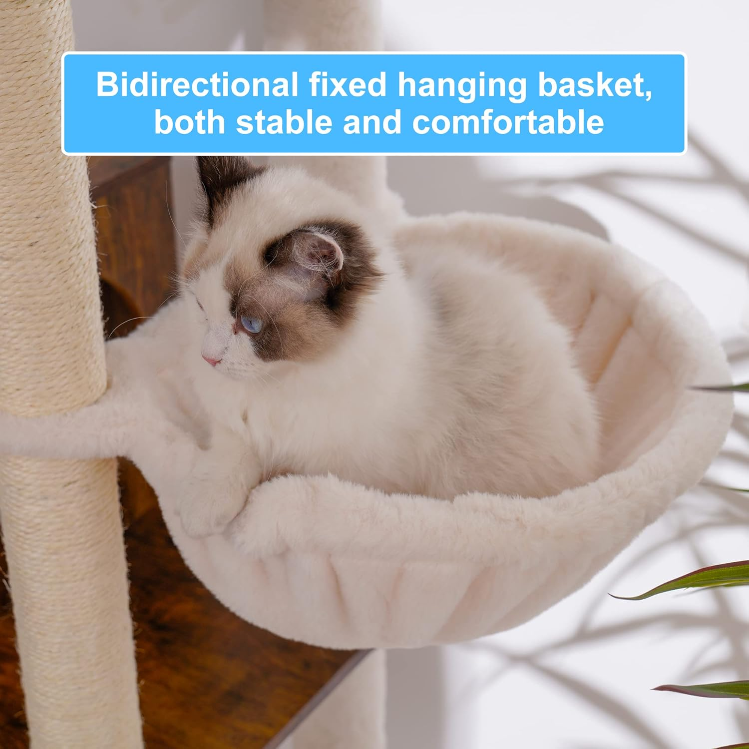 Hey-Brother Wooden Cat Tree, 170 Cm Cat Furniture with Scratching Posts, Modern Cat Tower with Hammocks, Toys, Cat Condo, Rustic Brown MPJ120SR image number 4