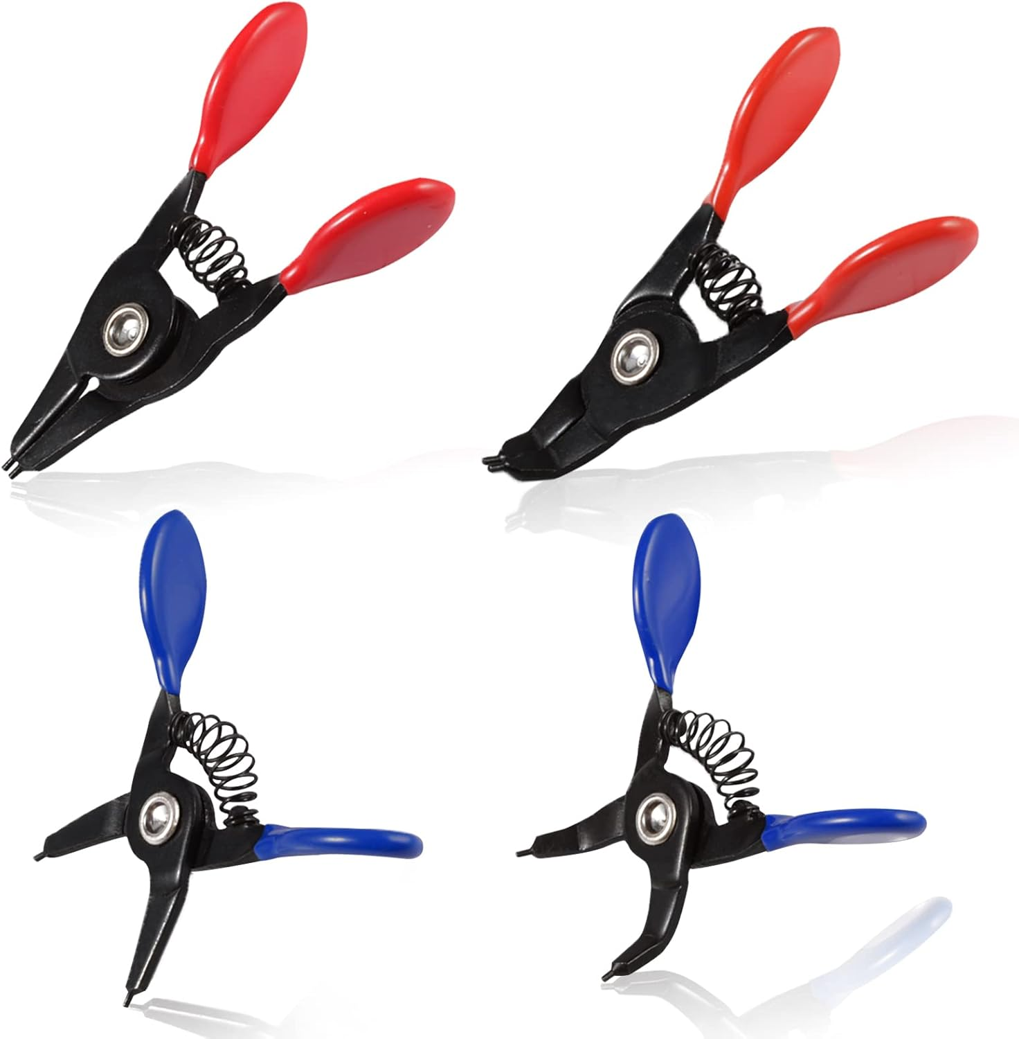 LEONTOOL 4 Pcs Mini Snap Ring Pliers Set, 3" Internal and External Circlip Pliers, Straight and 45&deg; Angle Jaws, Tip Diameter 0.04" Retaining Ring Pliers image number 6