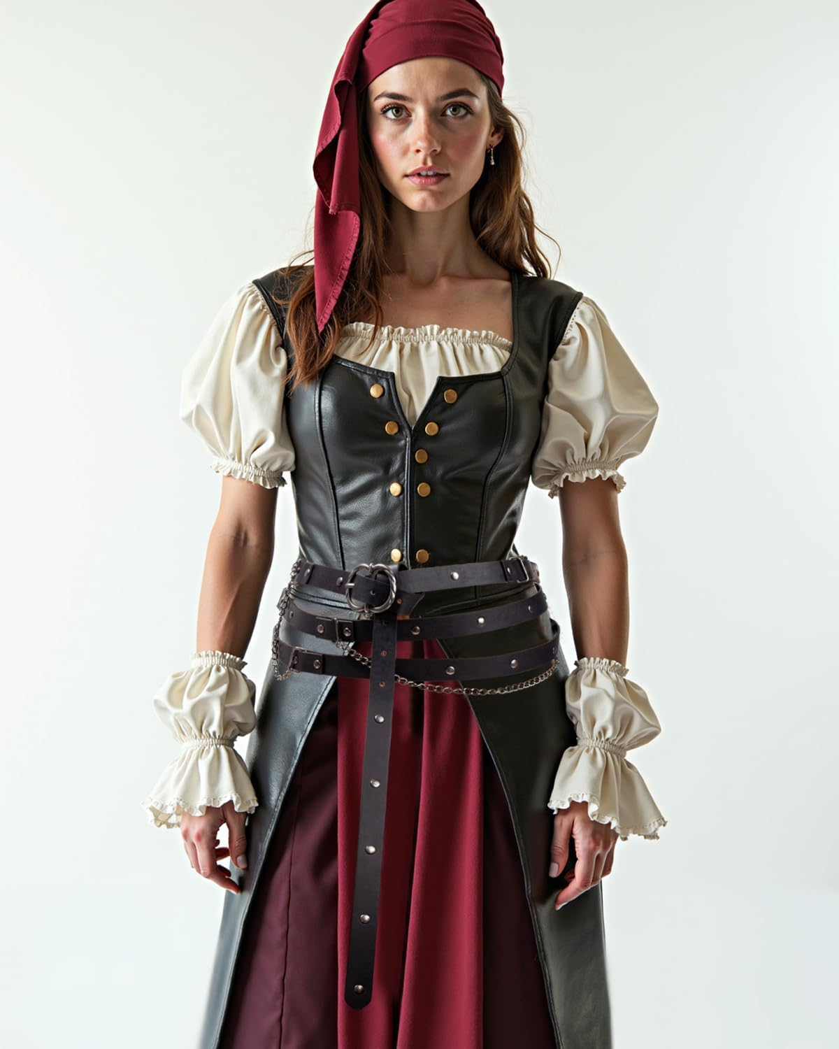 KOTORA Retro Skinny Belt Long Metal Chain Exotic Cross Waist Costume Accessory Medieval Renaissance DIY Dress Cosplay image number 6