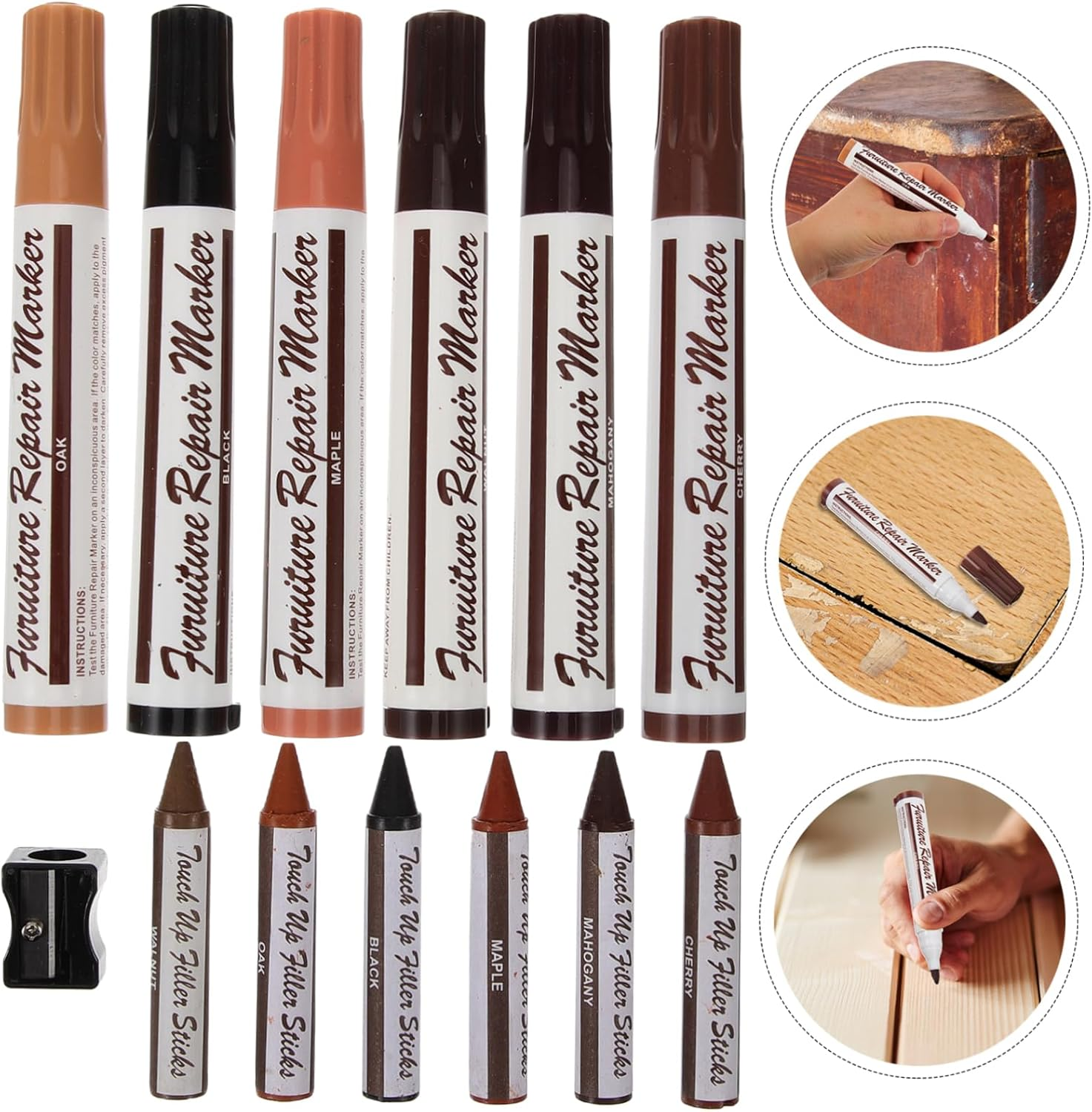 Furniture Repair Kit 12-Piece Touch-Up Markers Set for Wood Floors and Furniture Multi-Color for Home and Office Use image number 1