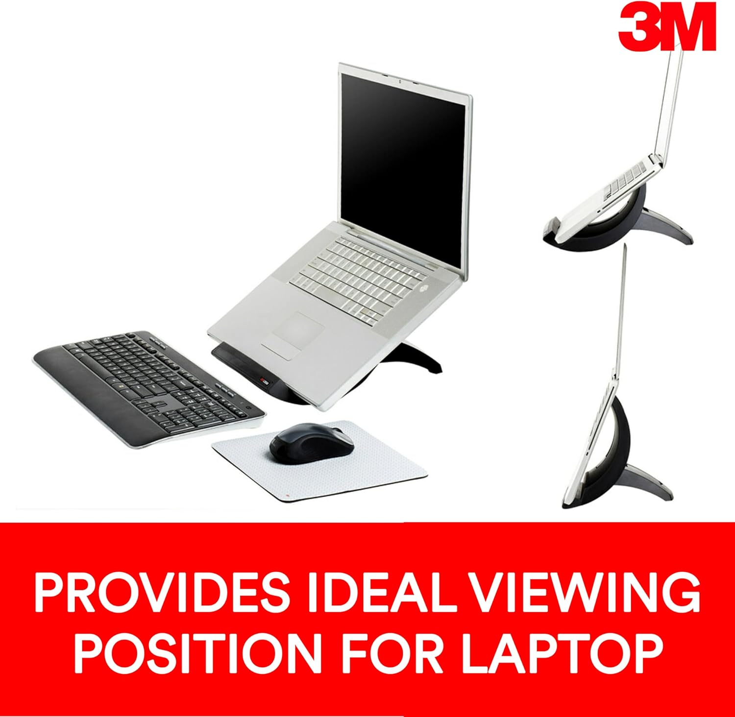 3M Laptop Stand, Raise Screen Height to Reduce Neck Strain, Position Laptop for Use as Second Monitor or for Zoom Calls, Small Footprint, Sturdy Design, Non-Skid Base, Easy Set-Up, Black (LX550) image number 1