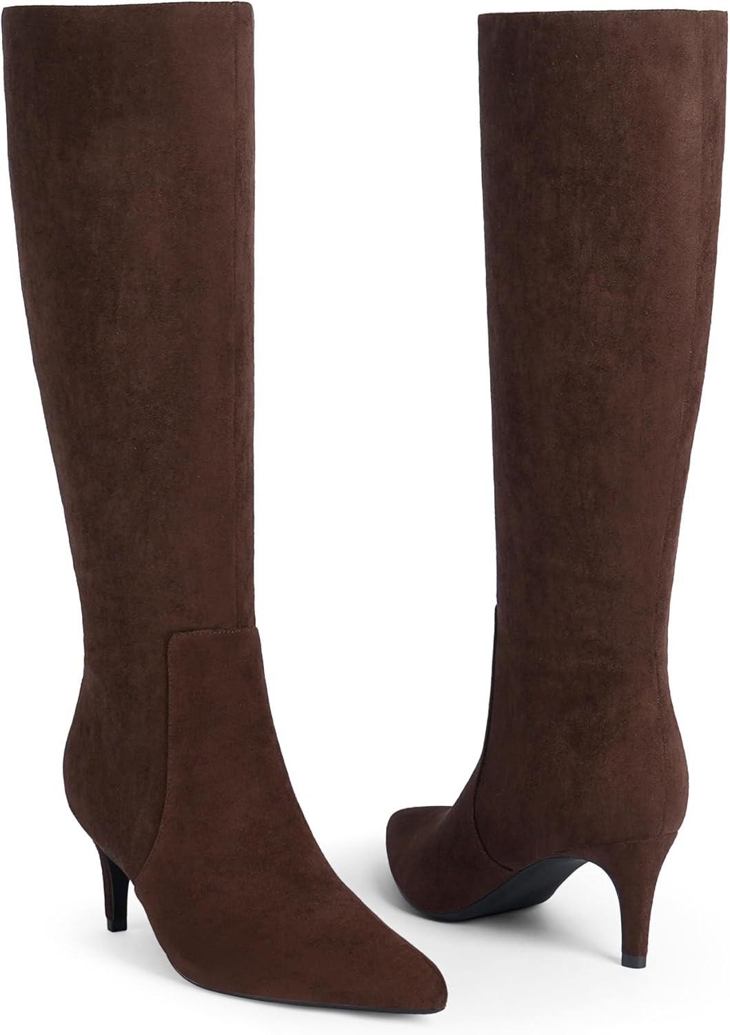 QIY Knee High Boots Women Tall Boots Pointed Toe Kitten Heel Boots for Women Side Zipper Long Fall Boots Women Knee High Boots Size 6-11 image number 4