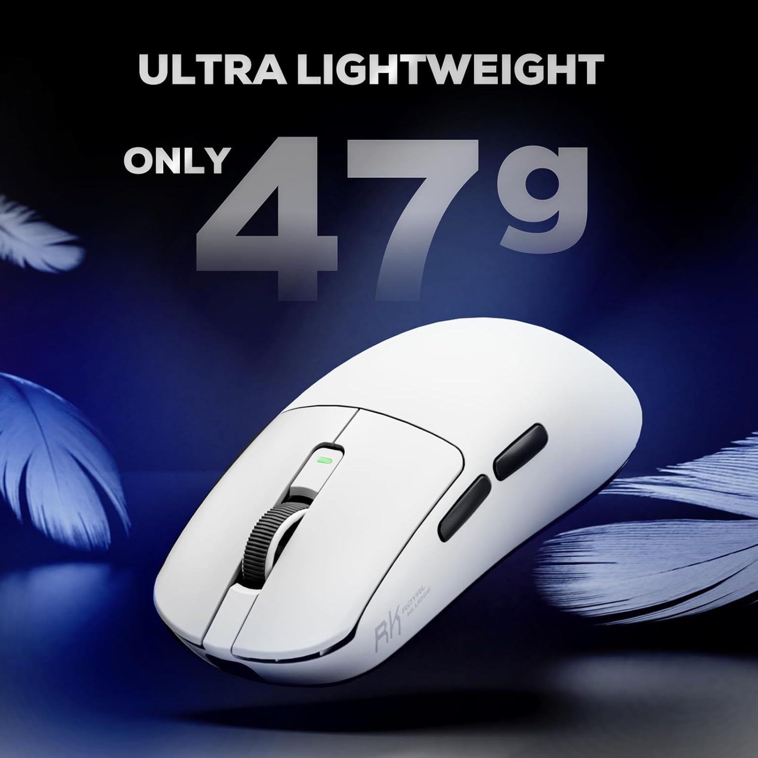 RK Royal Kludge RK M3 Gaming Mouse with 42000 DPI PAW3950 Optical Sensor 47G Lightweight Tri-Mode 2.4G/Usb-C/Bluetooth Wireless Mouse 8000Hz Polling Rate with 5 Programmable Buttons White image number 5