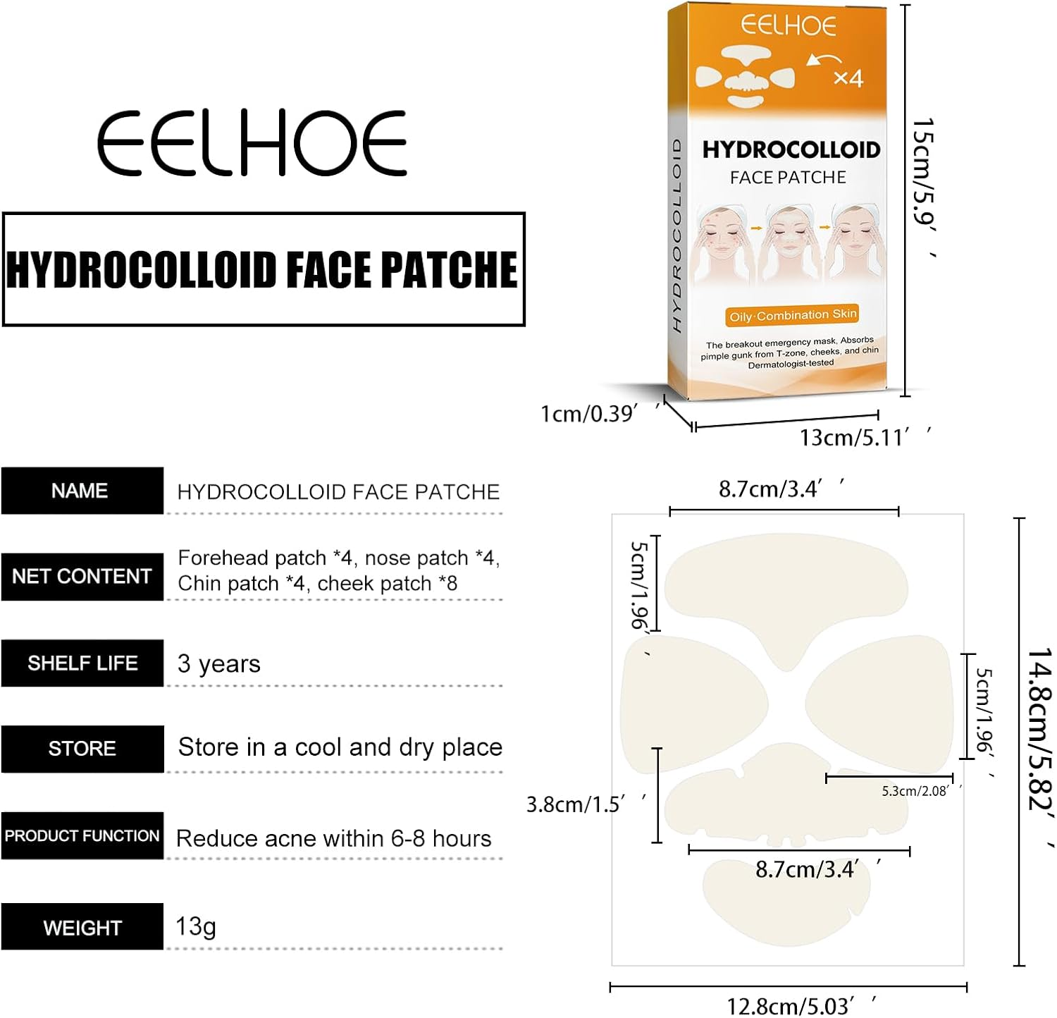 Pimple Patches for Face,Hydrocolloid Surface Patches for Forehead,Nose,Chin and Cheeks,Large Acne Treatment Patches for Pimple Extraction and Clean Pores,Hydrocolloid Acne Patches for Acne Skin image number 5