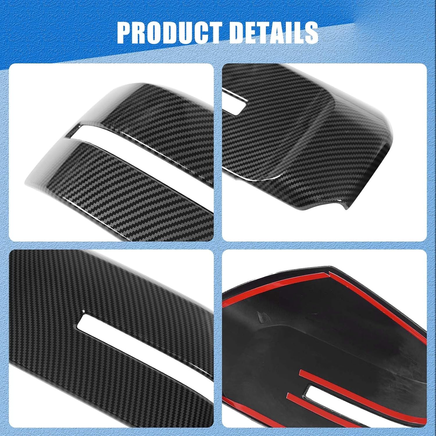 Yinaniutos Side Rearview Mirror Cover Compatible with Mitsubishi Triton / L200 2024-2025 Accessories, 2PCS Side Door Mirror Caps Protector ABS Material (Carbon Fibre Pattern) - Glossy Black image number 3