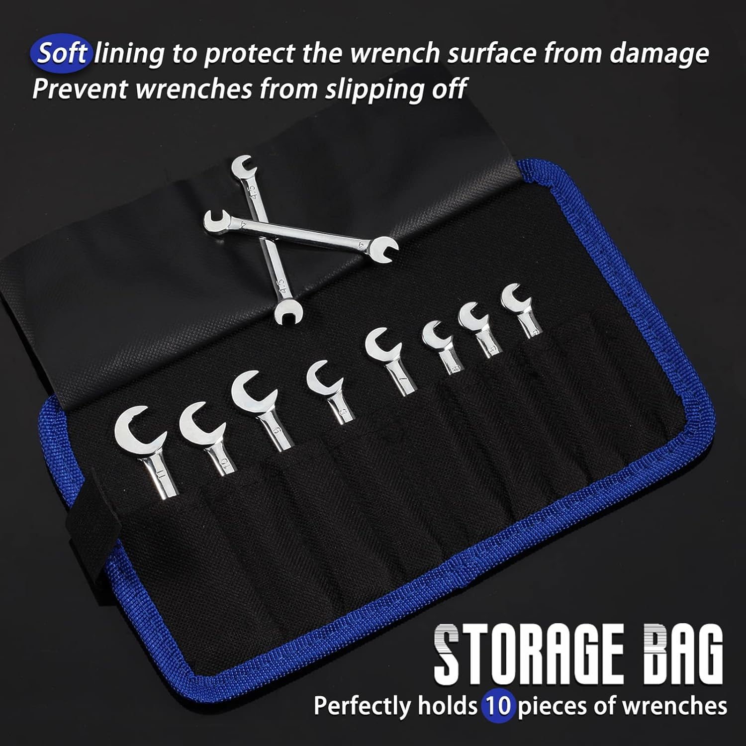 LEONTOOL Mini Double Open End Wrench Set Metric 10 Pcs 4Mm to 11Mm with Portable Storage Pouches Mirror Chrome Finish Super Thin Open Ended Spanner Double Angle Head for Small Fasteners image number 3