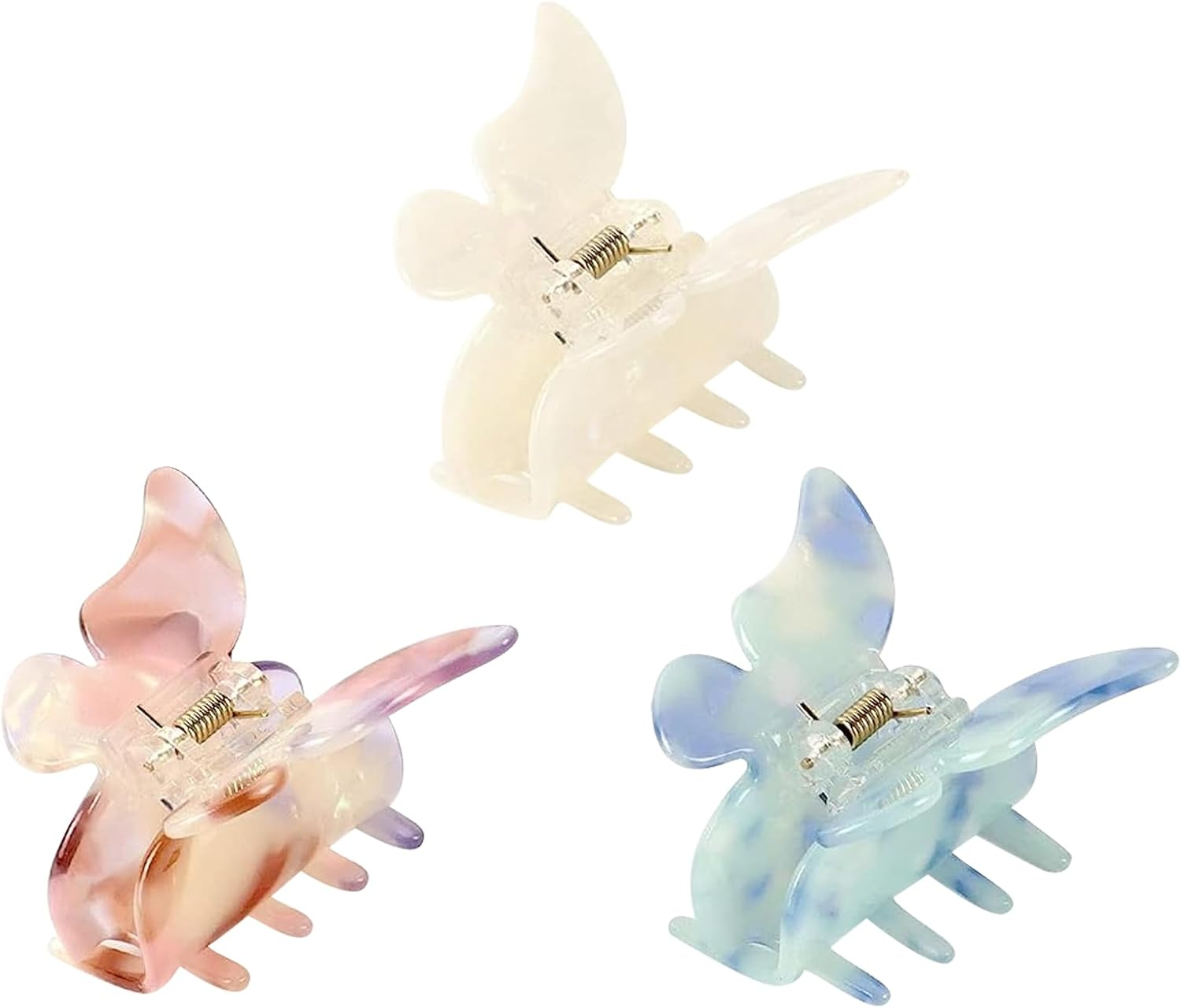 TYEQWT 3 Pieces Butterfly Hair Clips in Acetate, Cute Hair Clips, Non-Slip Medium Hair Clips, Butterfly Hair Accessories for Women and Girls image number 4