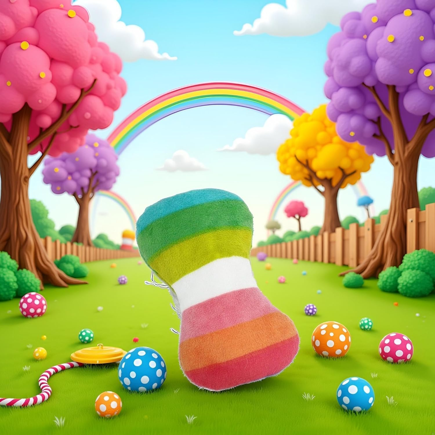 2Pcs Dog Plush Vocal Rainbow Dog Bone-Shape Chewing Pet Supplies for Pet Playing Use Adorable Quality and Practical Attractive and Professional Bone with Puncture Resistant Squeaker, Chew