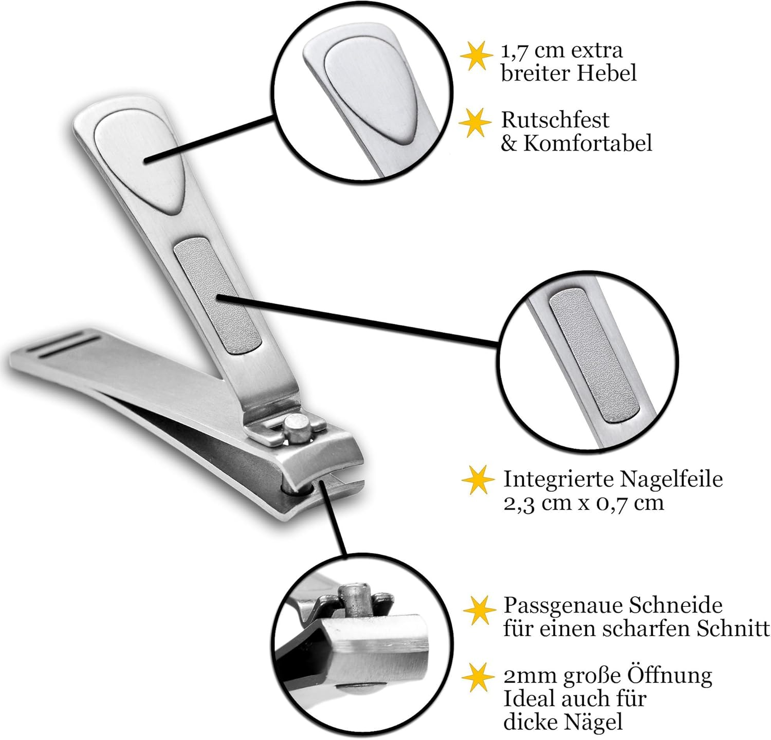 K-Pro KLIPSY Nail Clipper Large &ndash; for Men and Thick Nails &ndash; Stainless Steel image number 2