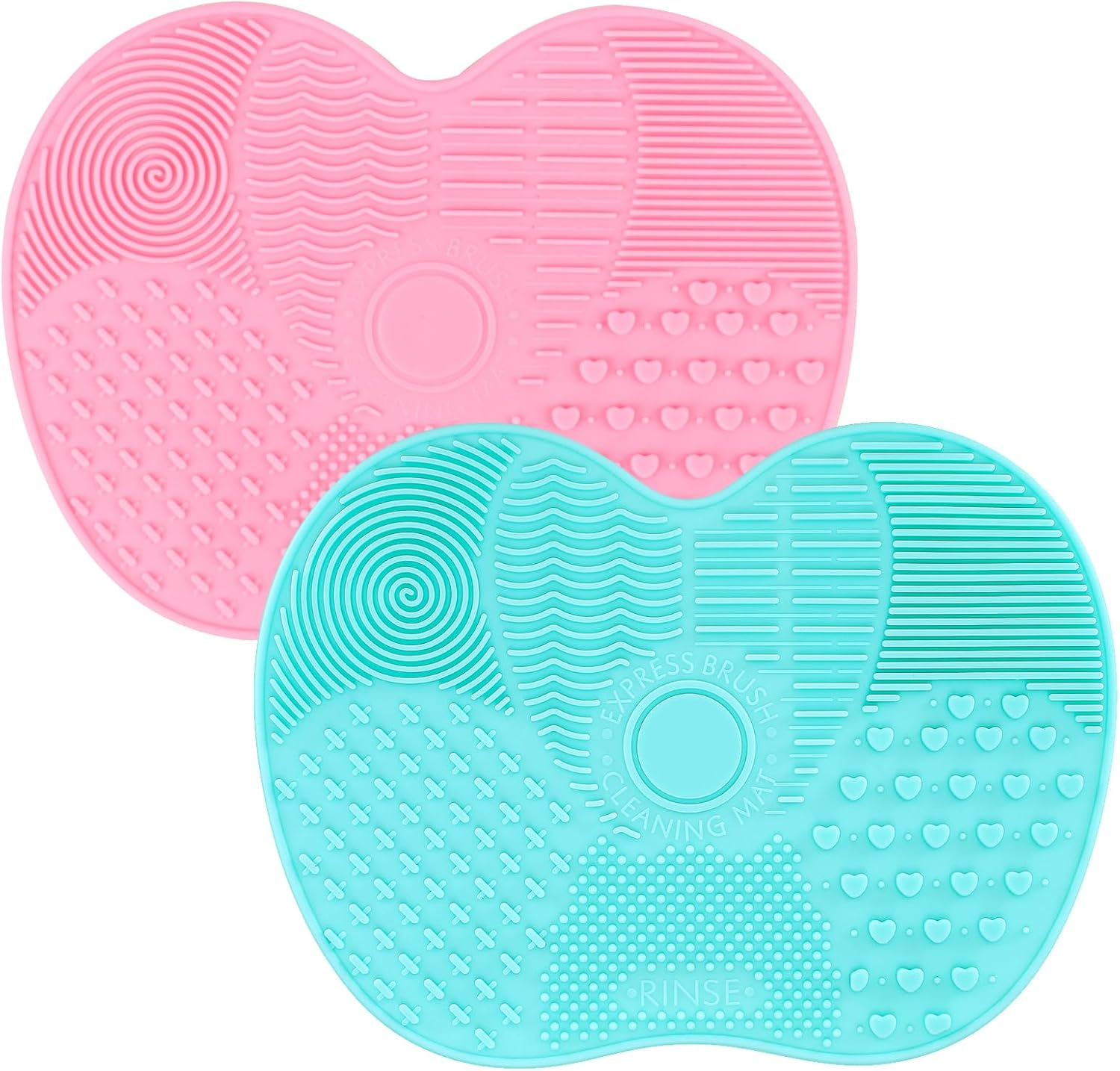 QBXMY7 2 Pcs Silicone Make up Brush Cleaning Mat, Cosmetic Cleaning Pads,Makeup Brush Cleaner Mats, Portable Washing Tool with Suction Cup for Makeup Cosmetic Brushes-Green/Pink image number 3