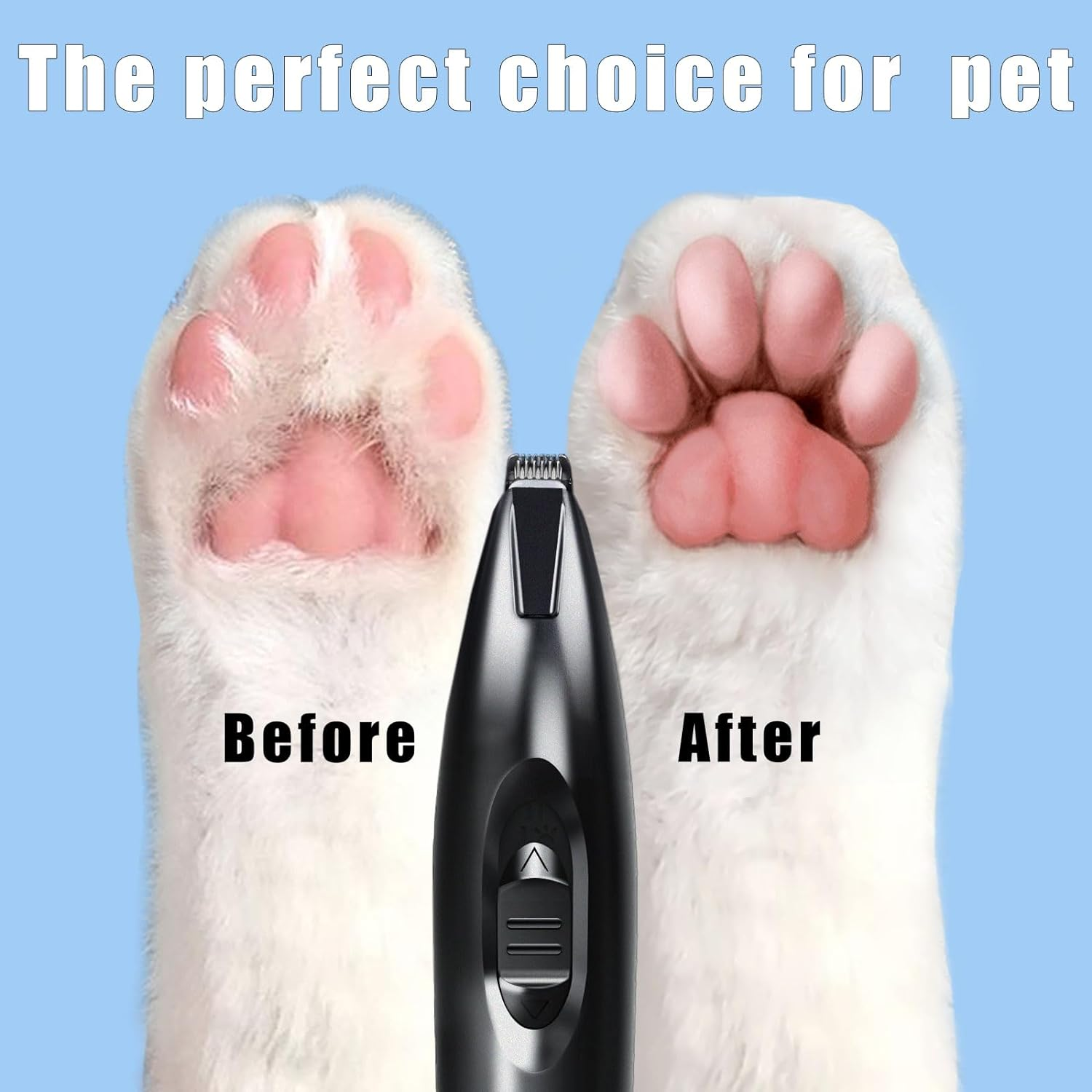 KIKETECH LED Dog Paw Trimmer - Cordless, Low Noise Dog Clippers for Grooming, Rechargeable Small Area Shaver for Dogs, Cats, Glossy Black