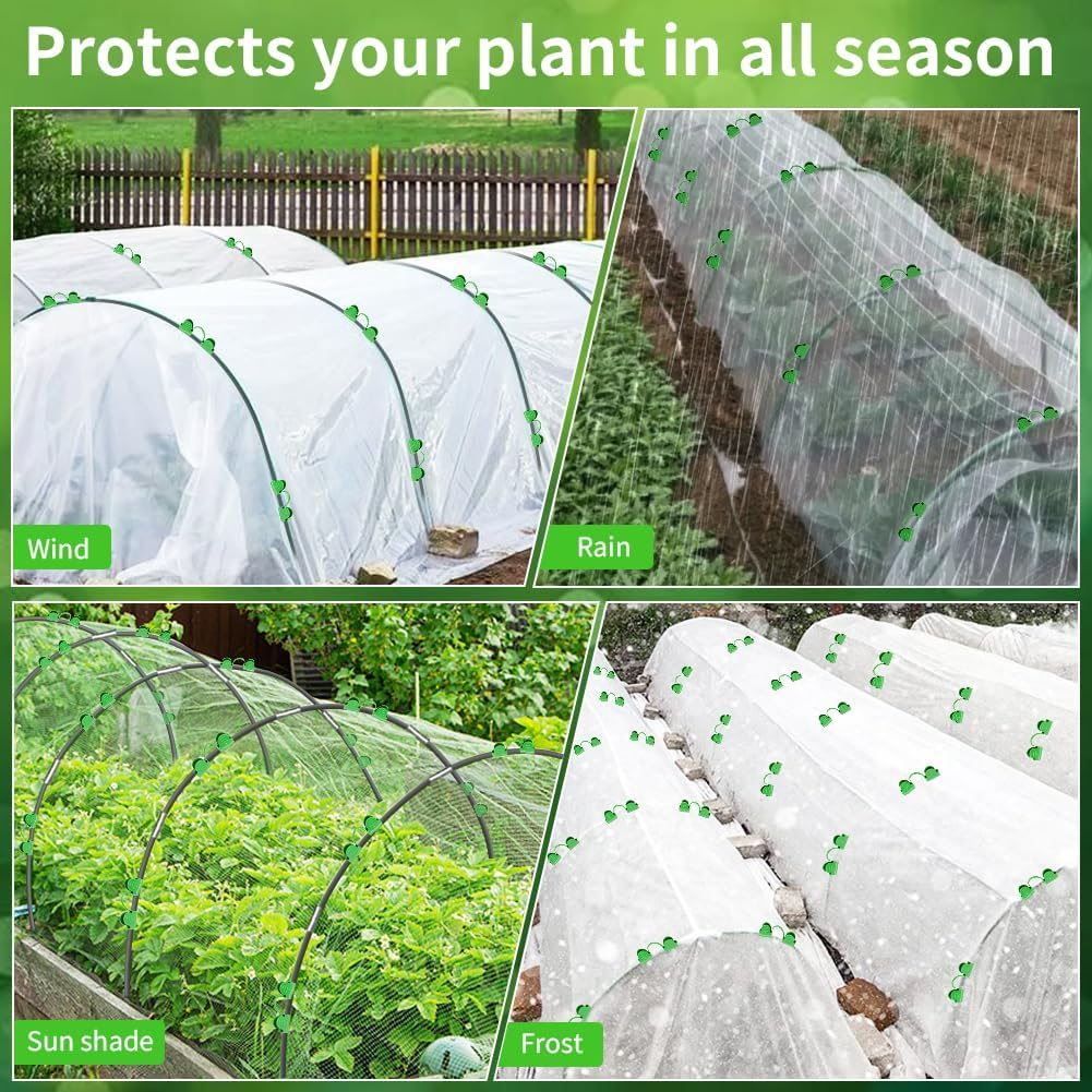 Plant Tunnel Arches, 30 Pieces Tunnel Arches Raised Bed with 3 X 10 M Plant Protection Net, DIY Greenhouse Tyres Cold Frame Tunnel for Garden Line Cover Plants Fruit Vegetables image number 1