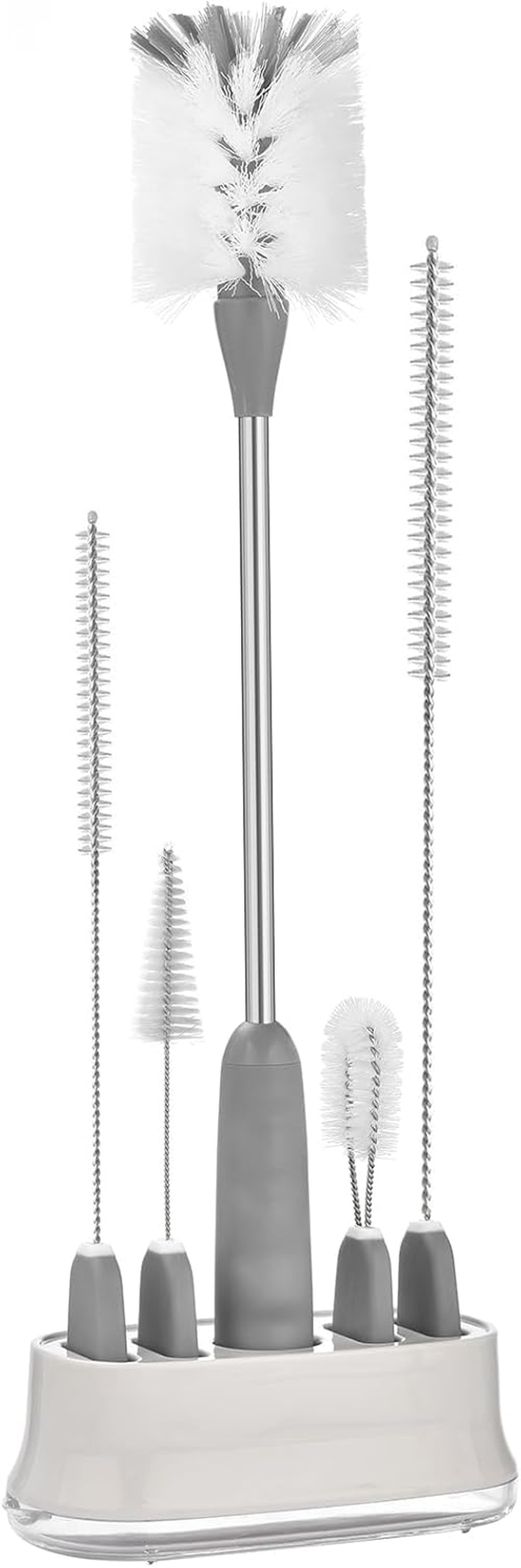 ALINK 5 Pack Water Bottle Brush Cleaning Set with Holder, Bottle Cleaner with Stand, Straw Brush, Nipple Brush, Lid Brush for Stanley 40OZ/30OZ Tumblers, Drinking Glass, Baby Bottles, Jugs - Black