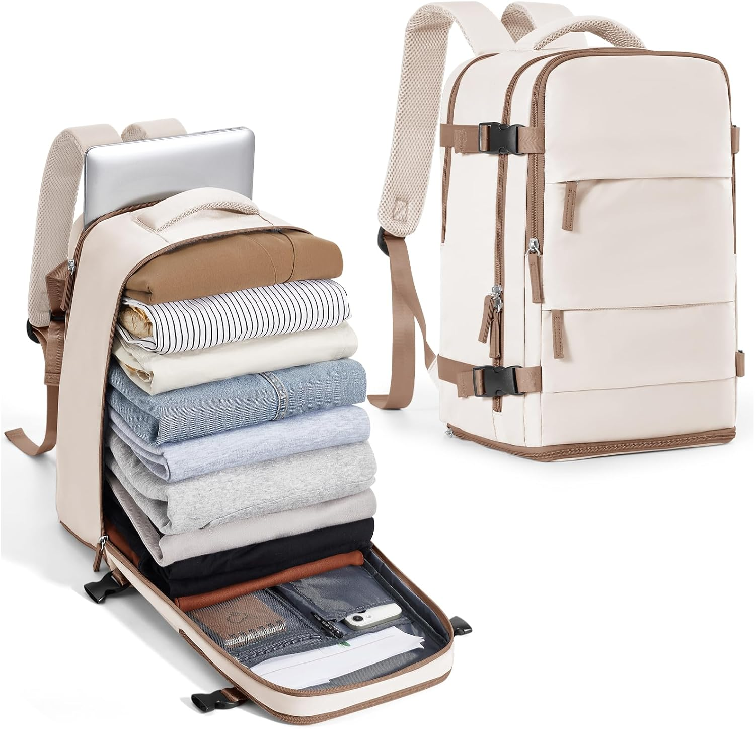 Pakembl Vacuum Backpack Travel with Pump Travel Backpack with Vacuum System Laptop Backpack Waterproof Carry on Casual Backpack 14/15.6Inch with Shoes Compartment