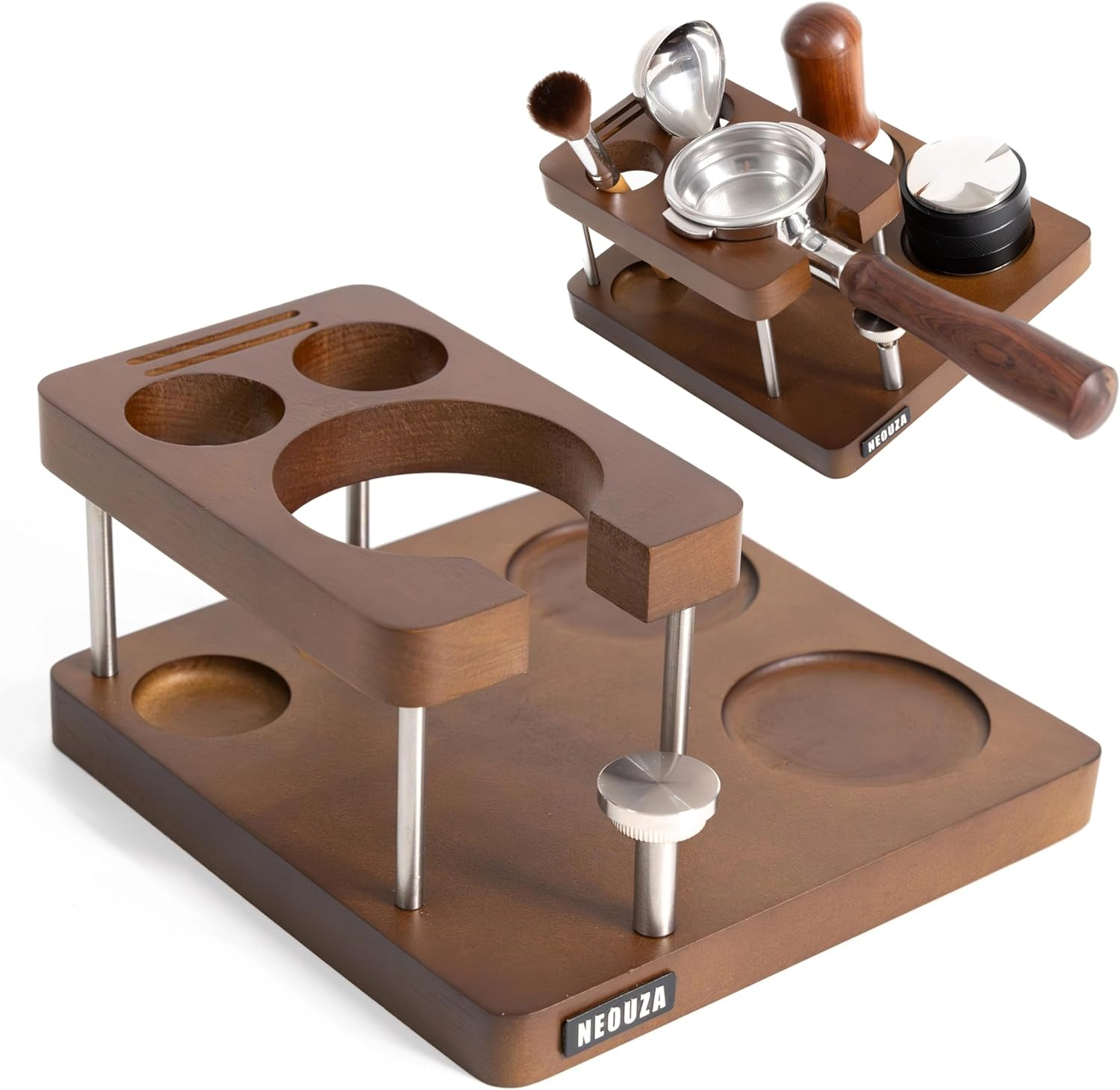 NEOUZA Espresso Tamper Organizer Station for 51/53/58Mm Tamper Distributor Portafilter, Wood Taming Station,Portafilter Holder, Tamping Mat (58Mm) image number 3