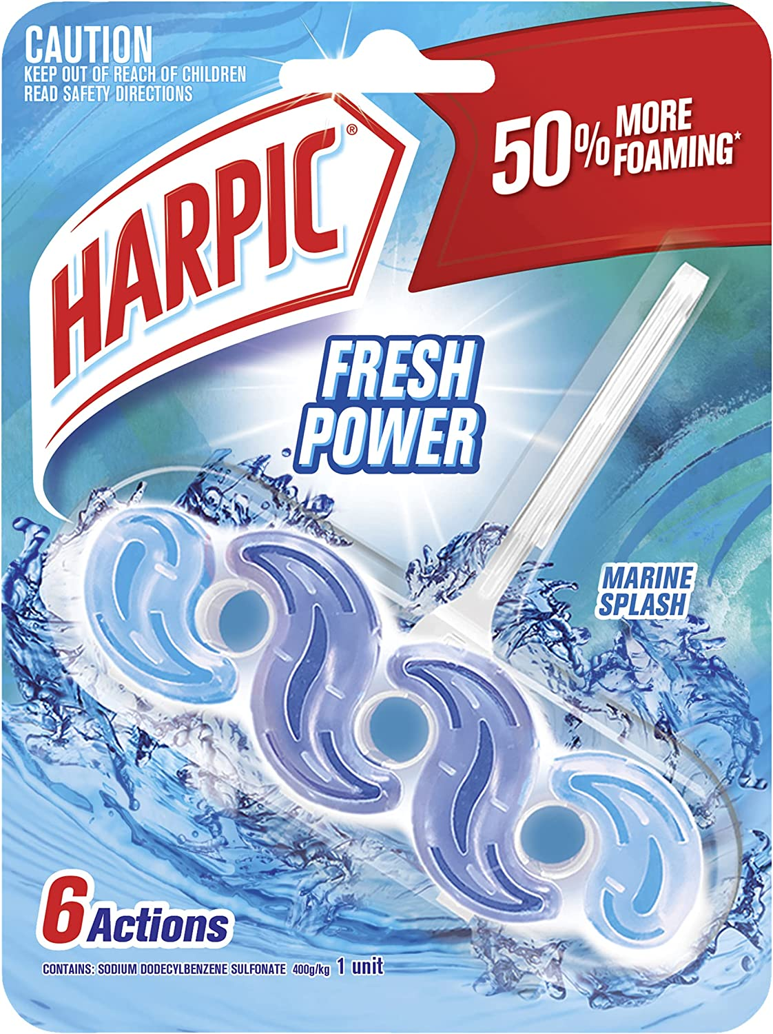 Harpic Fresh Power Toilet Block Cleaner Marine Splash (Pack of 6)