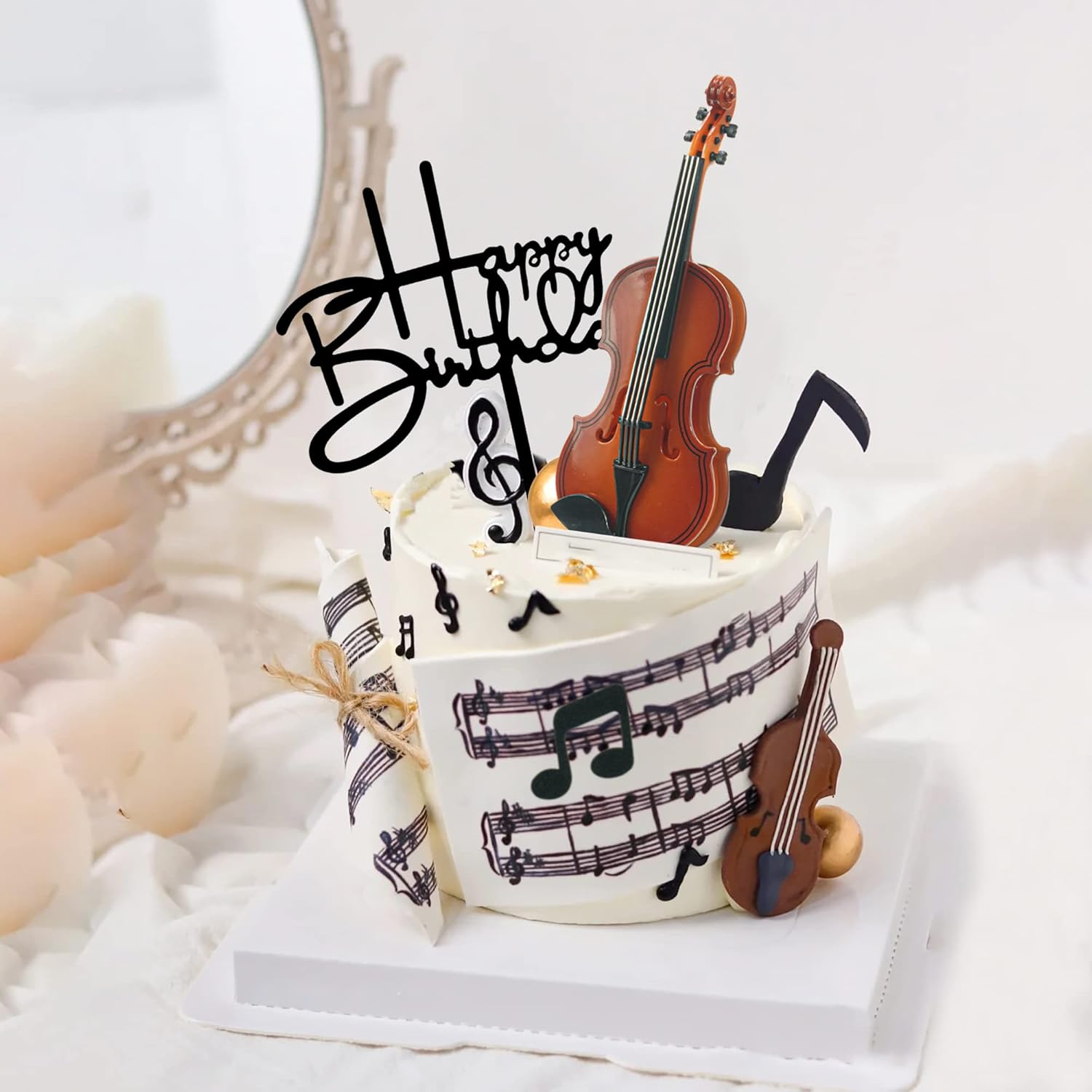 Violin Cake Toppers Music Note Birthday Cake Toppers Violin Model Decorations for Musician Party Birthday Party Baby Shower Supplies image number 6