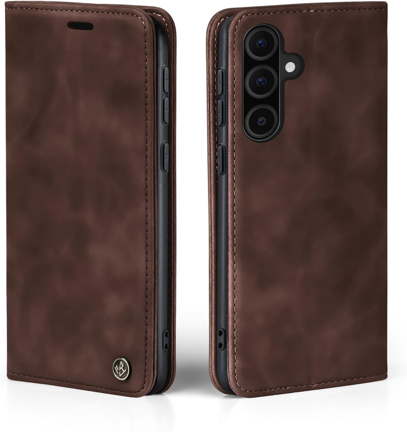 LBH Mobile Phone Case for Samsung Galaxy A36 5G in Wine Red with Card and Money Compartment Smartphone Case with Stand Function Flip Case Protective Cover Magnetic Closure Vintage