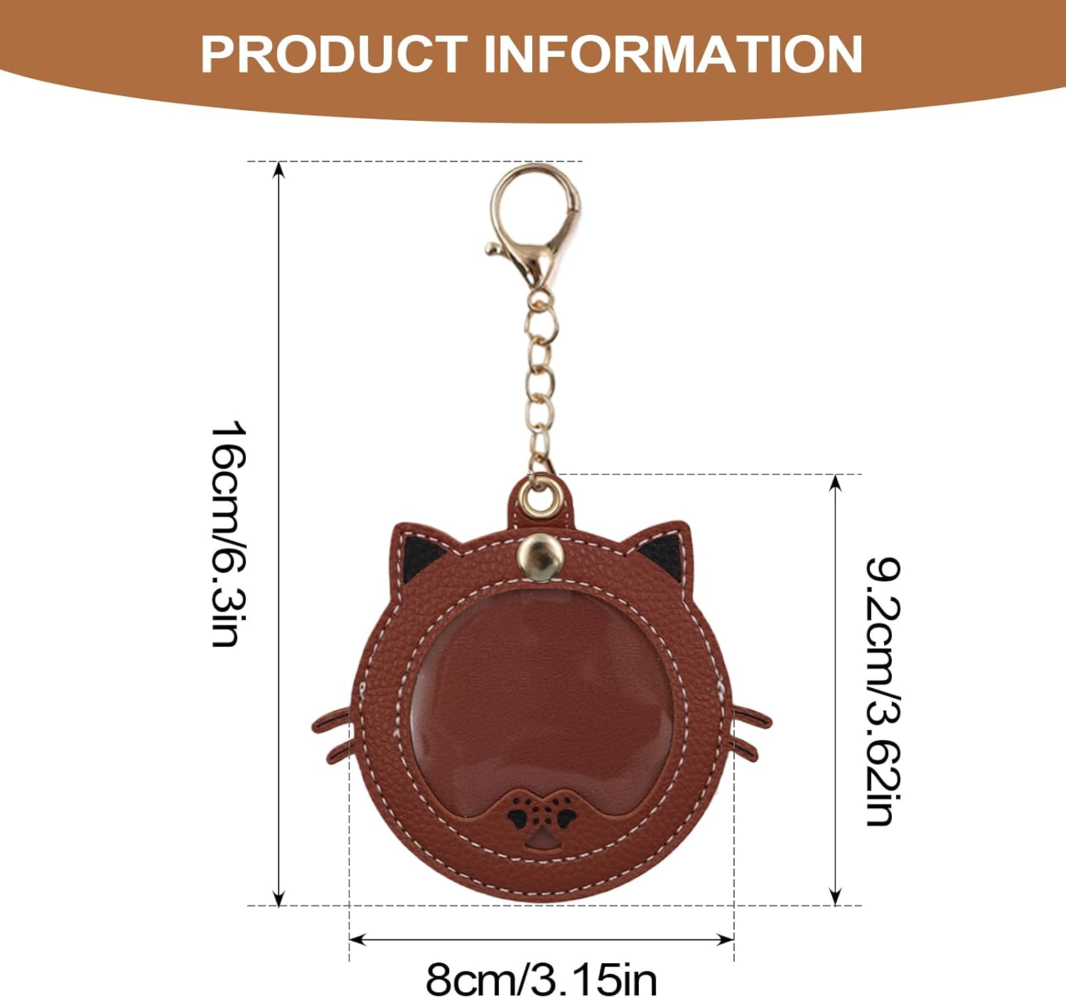 Gcerfby Pet Hair Storage Keychain, Cute Design, 9.2X8X0.5Cm, Kitten Face Shaped Dog Hair Storage Keychain, Creative Cute Keyring and Key Holder, Decorative for Backpack, Purse, Wallet image number 3