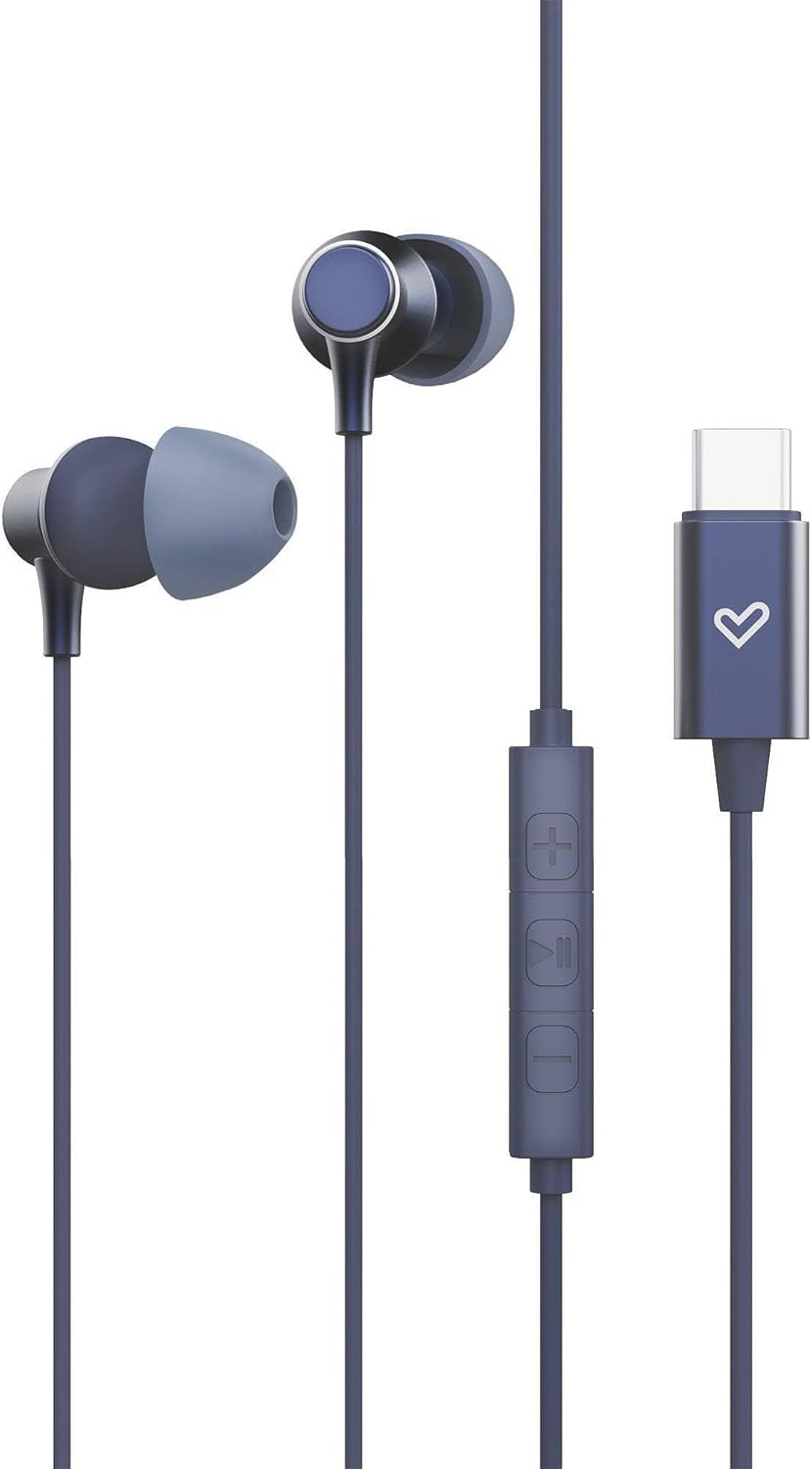 Energy Sistem Metallized Type C In-Ear Headphones with Type-C Connector, Microphone, Volume Control, Aluminium, Recycled Plastic - Blue - Black image number 7