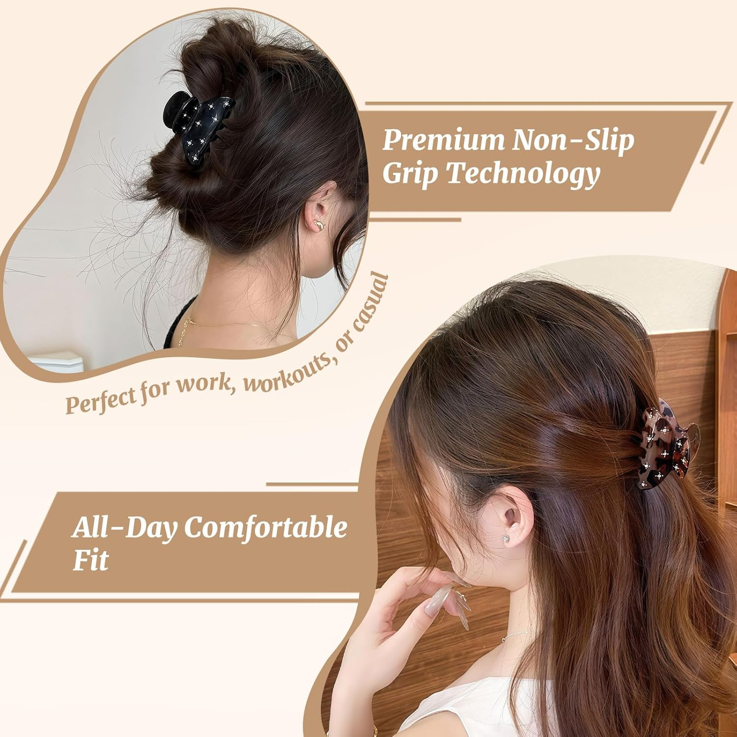 Xanthelle Hair Clips, 3Pack Hair Claws for Women & Small Hair Clips, Sparkling Rhinestone Claw Clips for Fine & Thick Hair, Acrylic Hair Claws image number 4