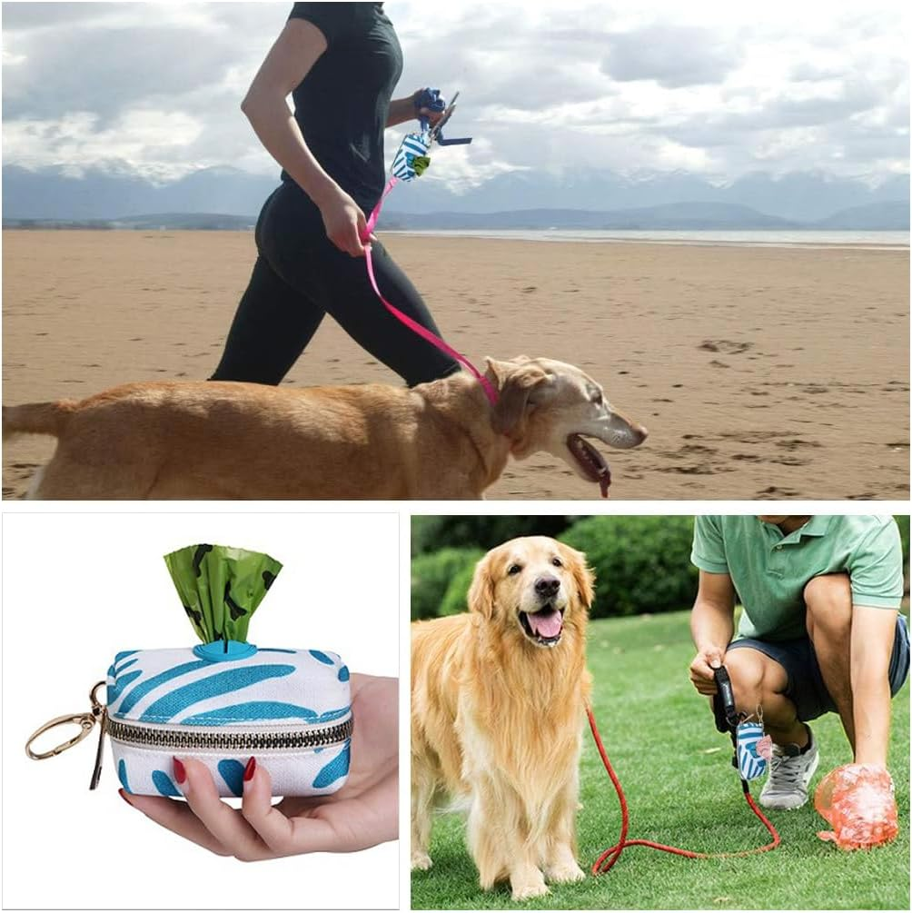 1 X Dispenser for Dog Waste Bags, Dispenser, 1 Roll of Dog Waste Bags, Dog Poop Waste Bag Dispenser with Zip with Carabiner Hook, Waste Bag Dispenser for Dogs, Outdoor Walks, Accessories