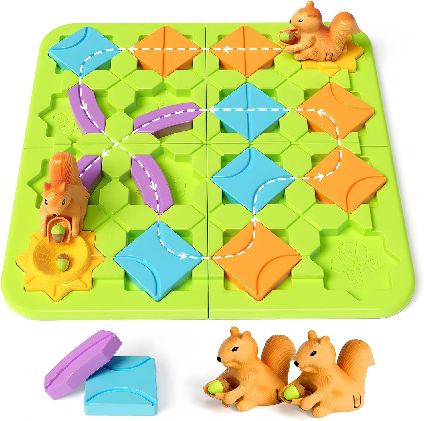 STEM Board Games Kids Toys, Maze Brain Teaser Puzzles Learning Games for Kids Ages 4-8, 118 Challenges, 5 Difficulty Levels, Squirrel Logic Track Building Blocks, Educational Montessori Birthday Gifts image number 3