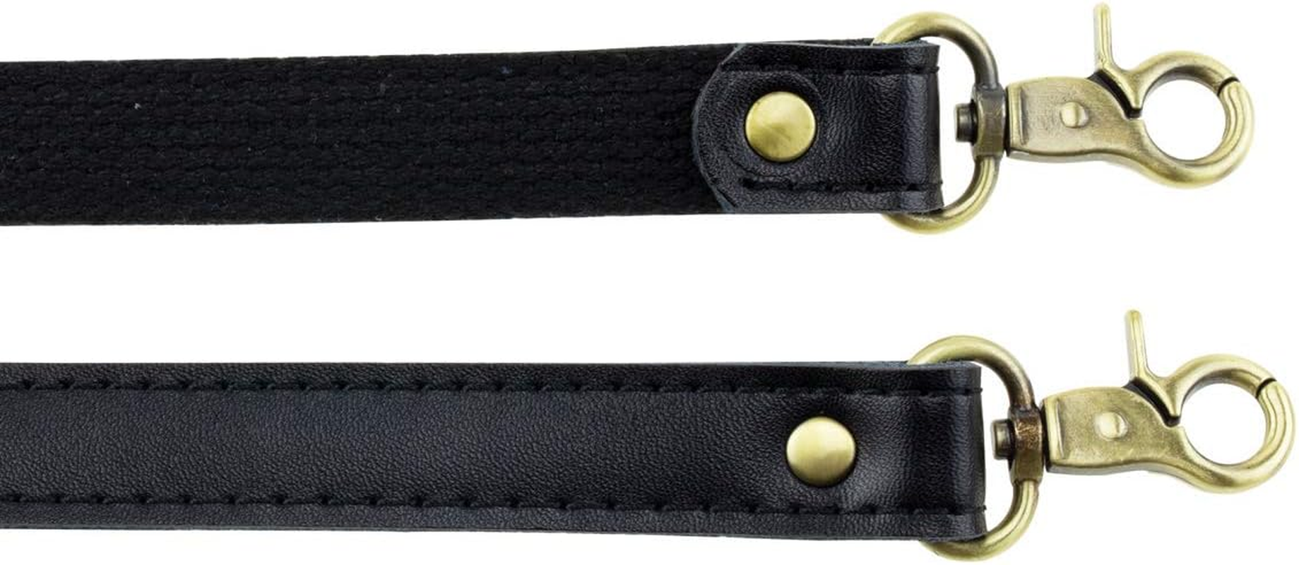 A ALLZEDREAM Genuine Leather Purse Strap Sewing Canvas Replacement Handbag Shoulder Bag 2 Pcs, Black, Medium, Antique - Black image number 6