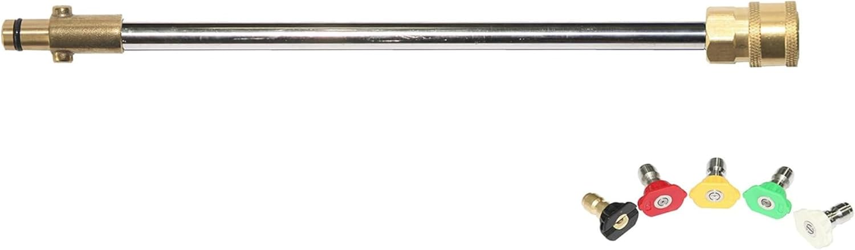 XZT DIY 200BAR/3000PSI Mini Pressure Washer Gun Lance Kit with Stainless Steel Body and 5 Pack Spray Nozzle Tips for Gerni Pressure Washer C Type and Super Type (Length=500Mm/20&ldquo;)
